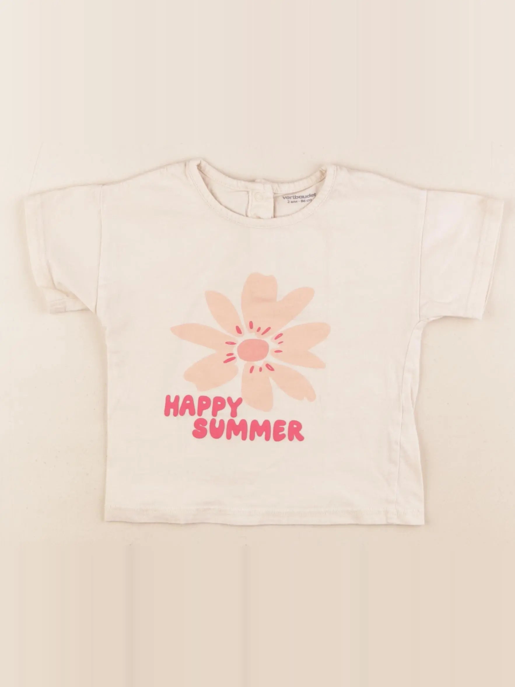 Vertbaudet - tee-shirt beige - 2 ans
