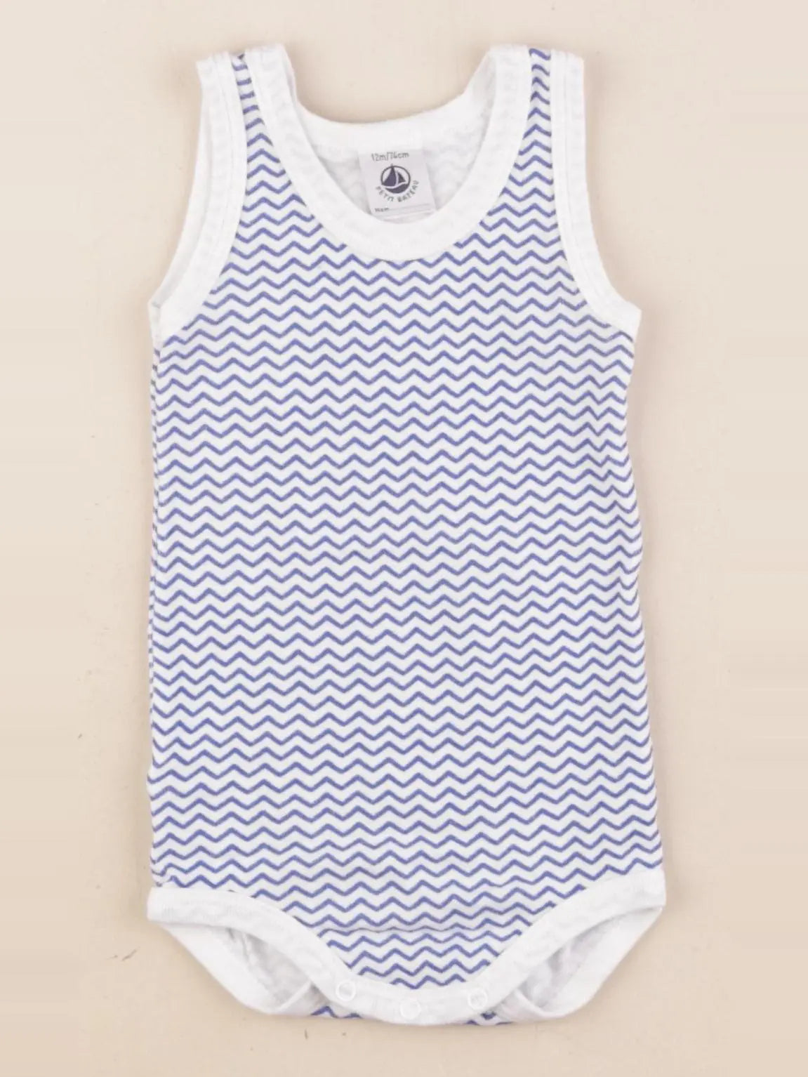 Petit Bateau - body bleu, blanc - 12 mois