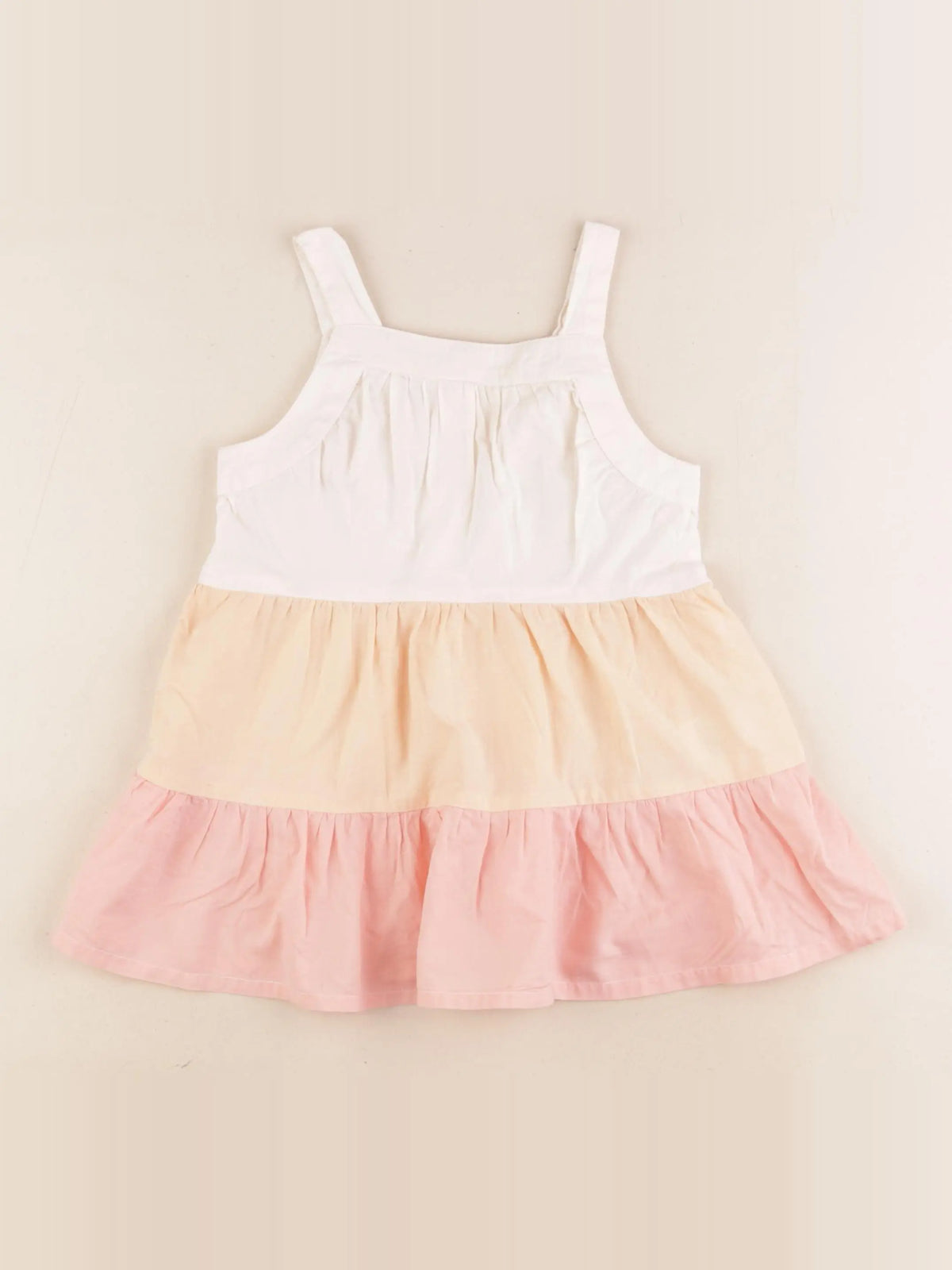 Vertbaudet - robe beige, rose - 24 mois
