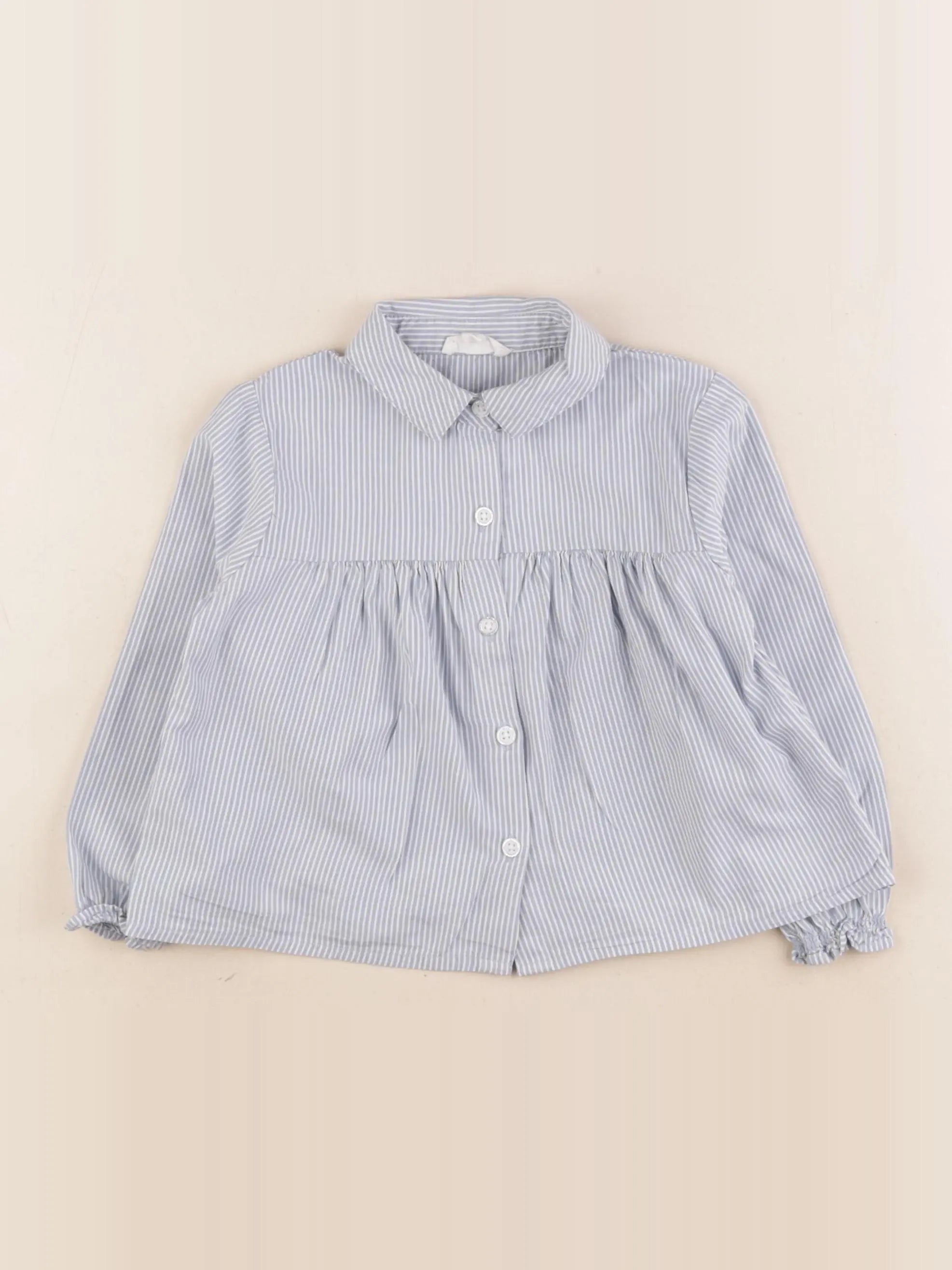 Vertbaudet - blouse bleu, blanc - 3 ans
