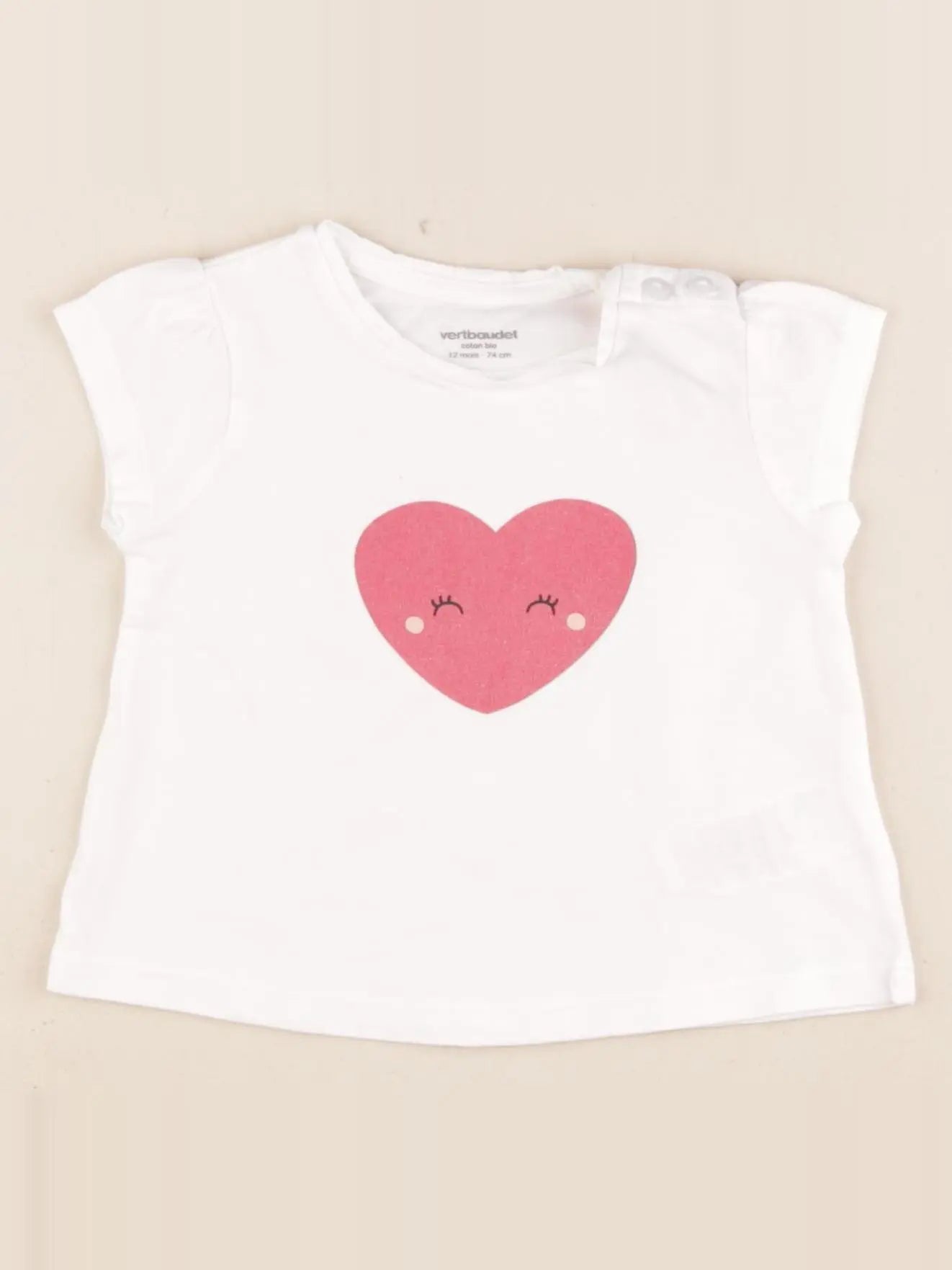 Vertbaudet - tee-shirt blanc - 12 mois
