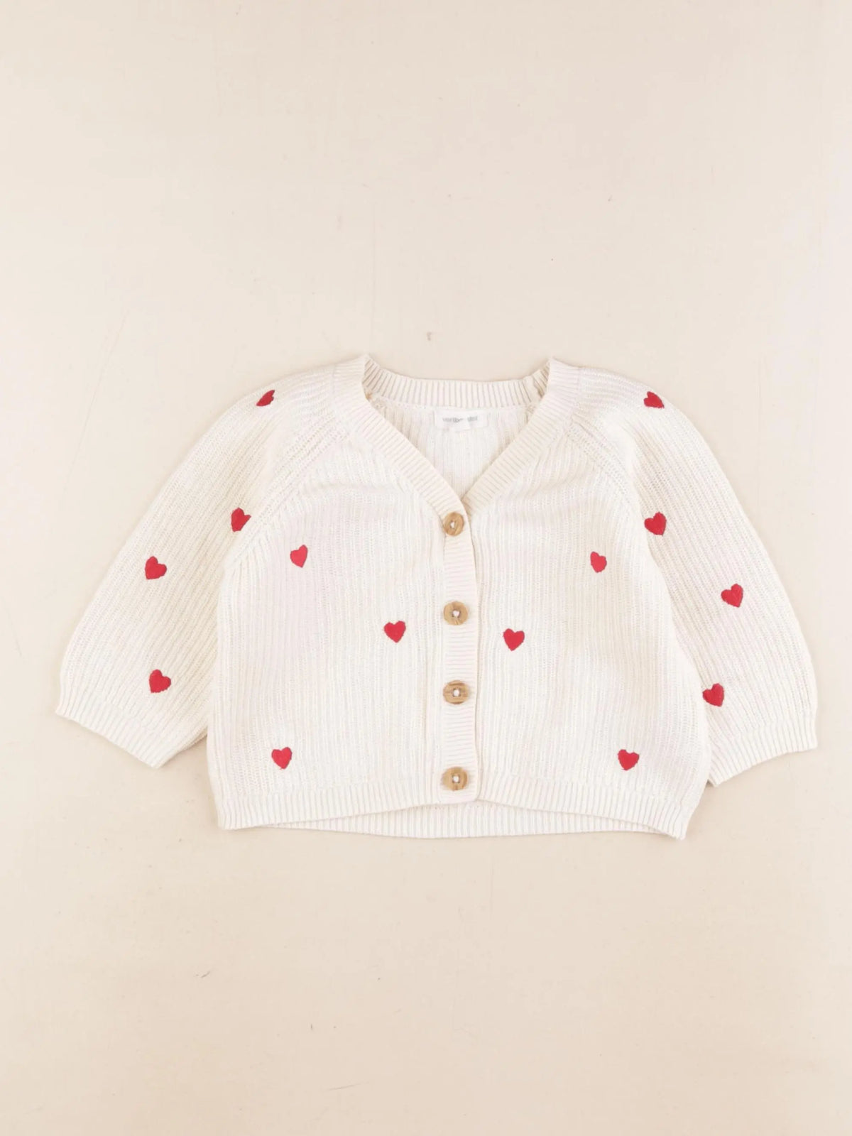 Vertbaudet - gilet beige, rouge - 12 mois