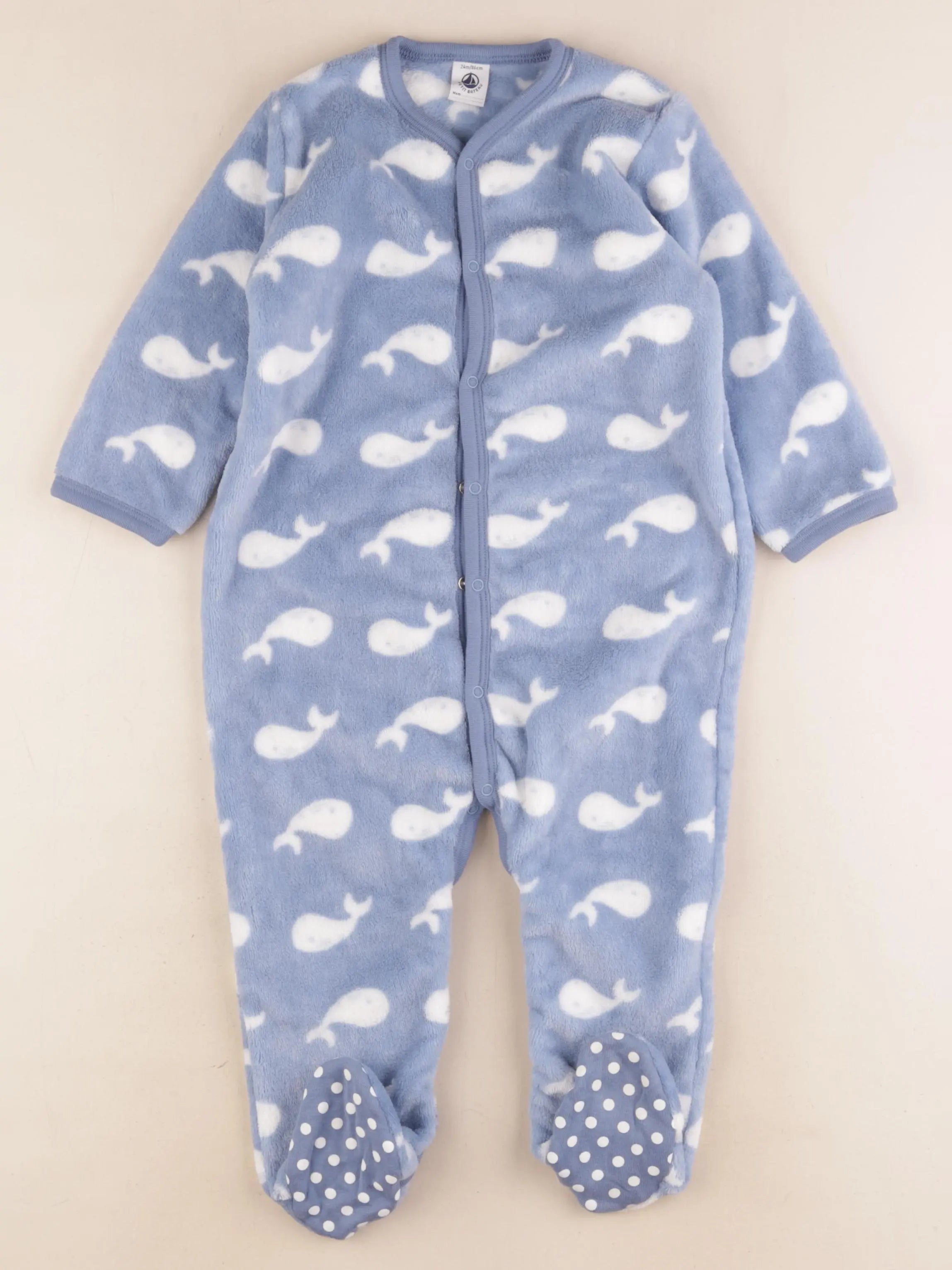 Petit Bateau - pyjama velours bleu - 24 mois