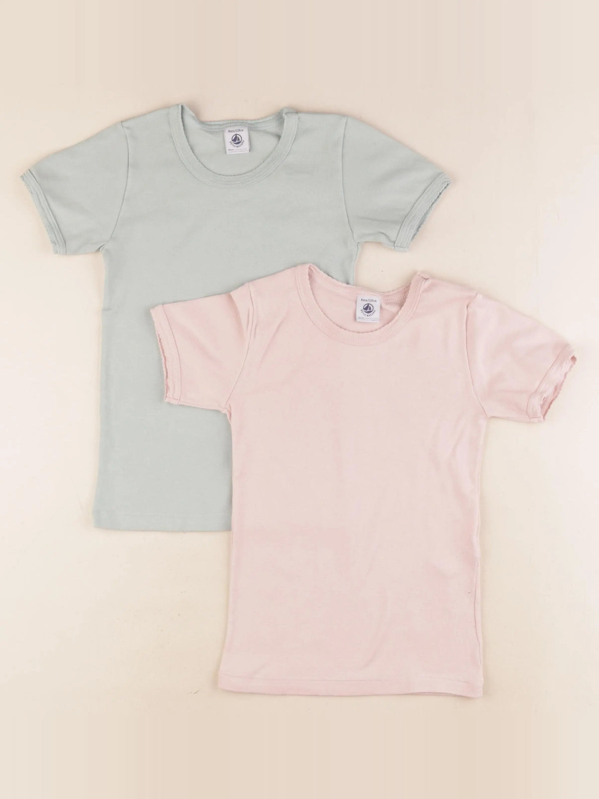 Petit Bateau - lot de 2 maillots de corps rose, vert - 8 ans