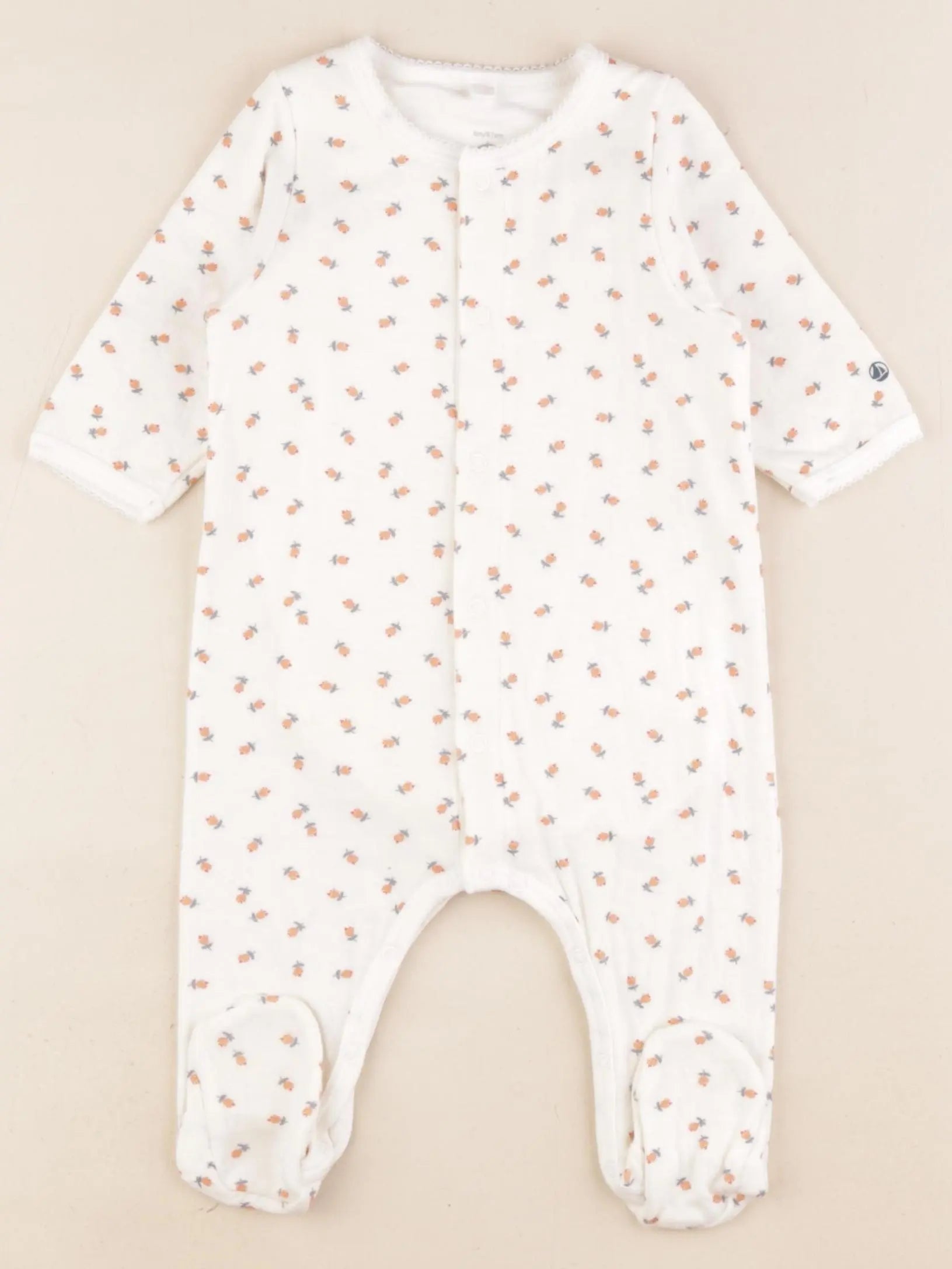 Petit Bateau - pyjama coton blanc - 6 mois
