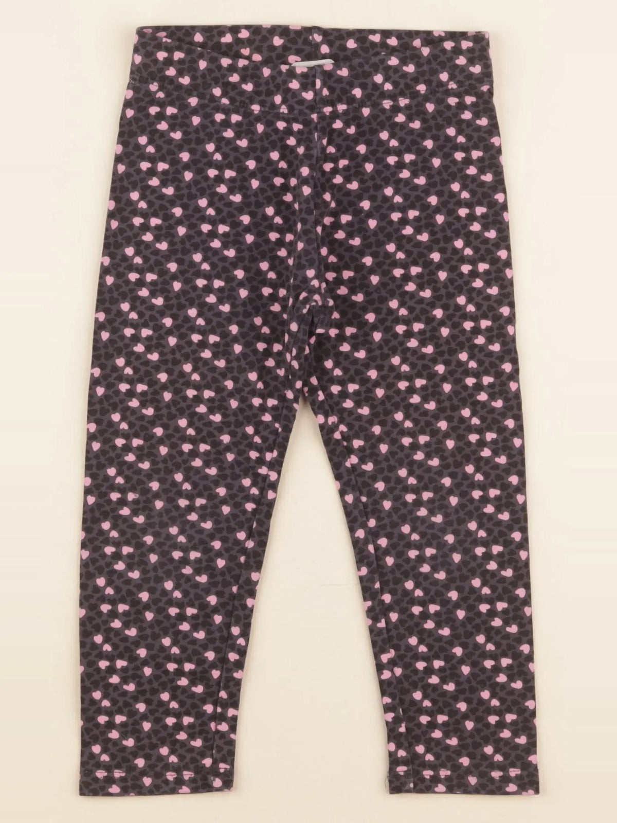 H&M - legging noir, rose - 2/3 ans