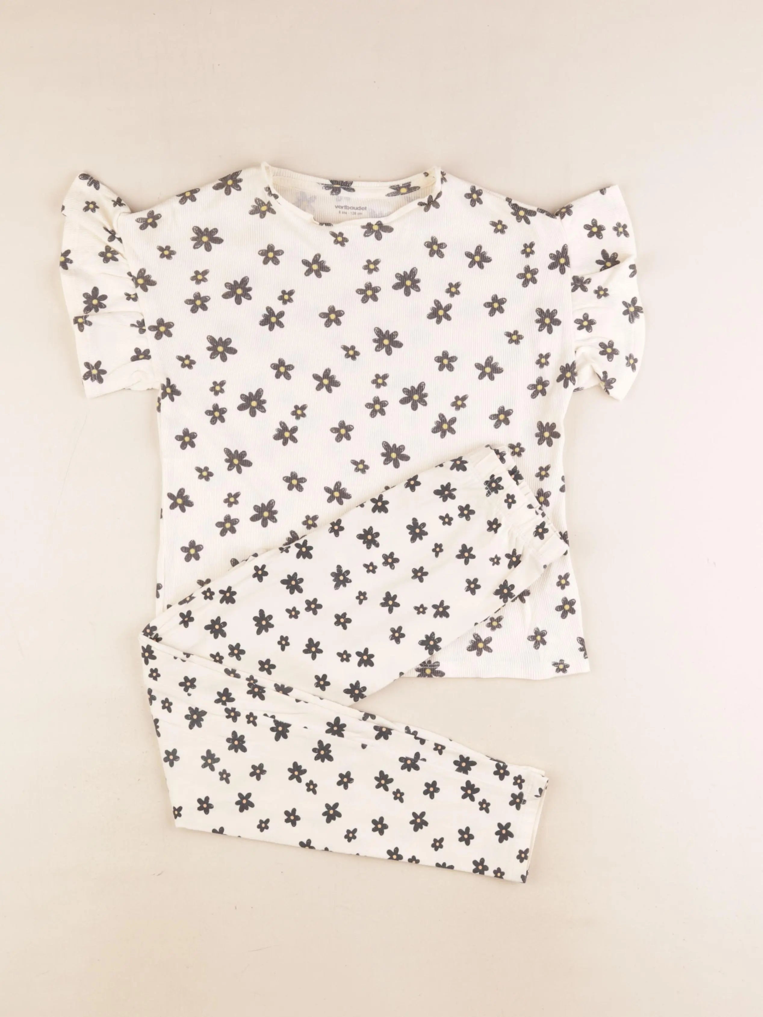 Vertbaudet - pyjama coton beige, noir - 8 ans