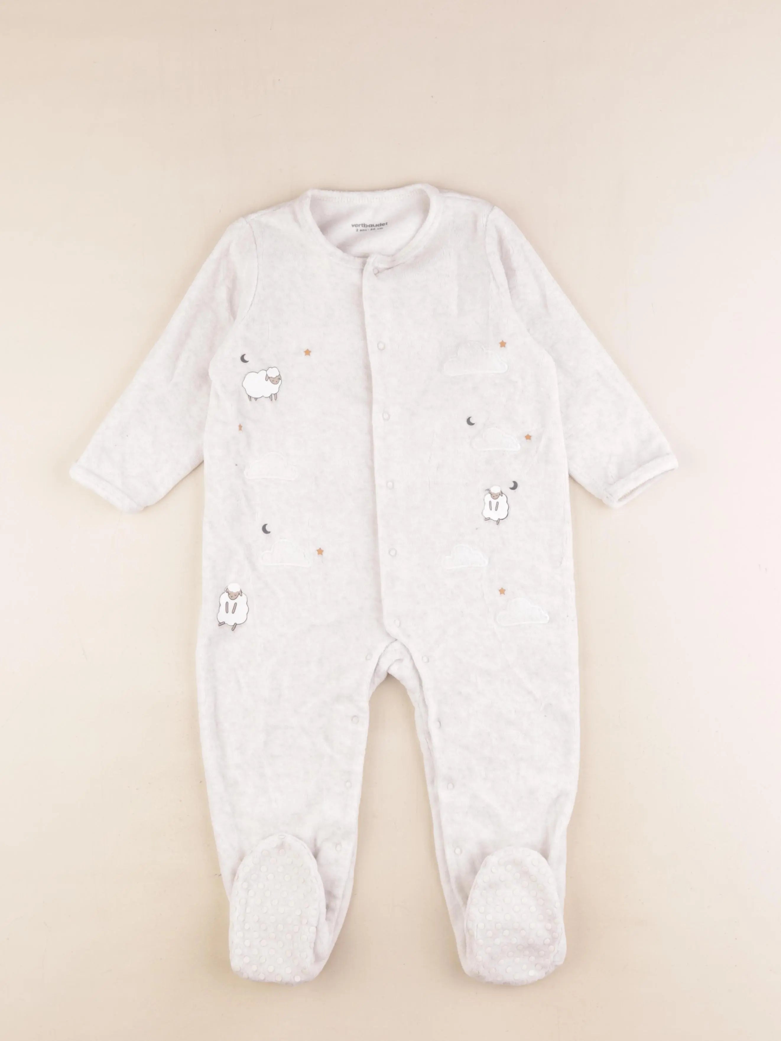 Vertbaudet - pyjama velours gris - 2 ans