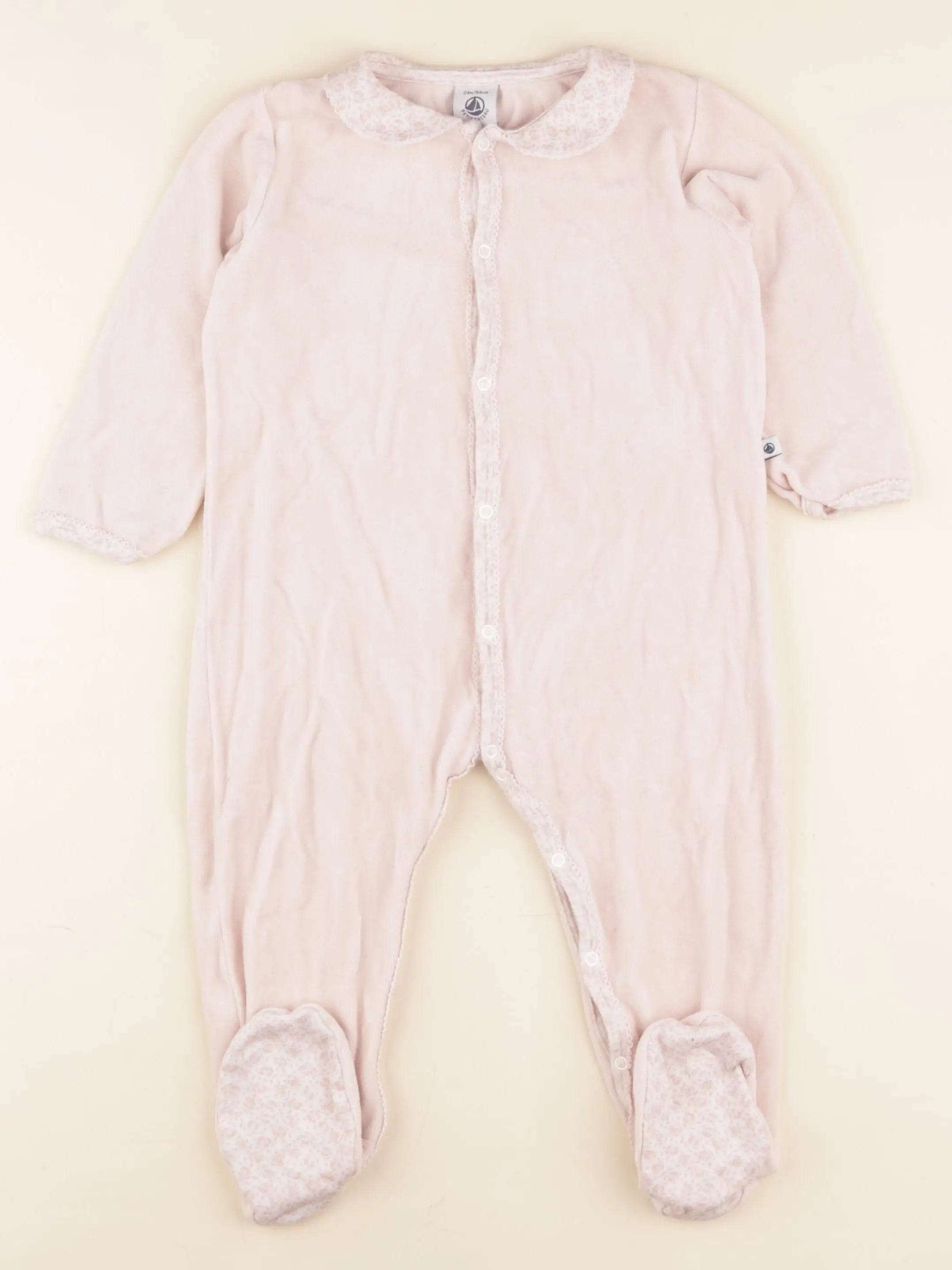 Petit Bateau - pyjama velours rose - 24 mois