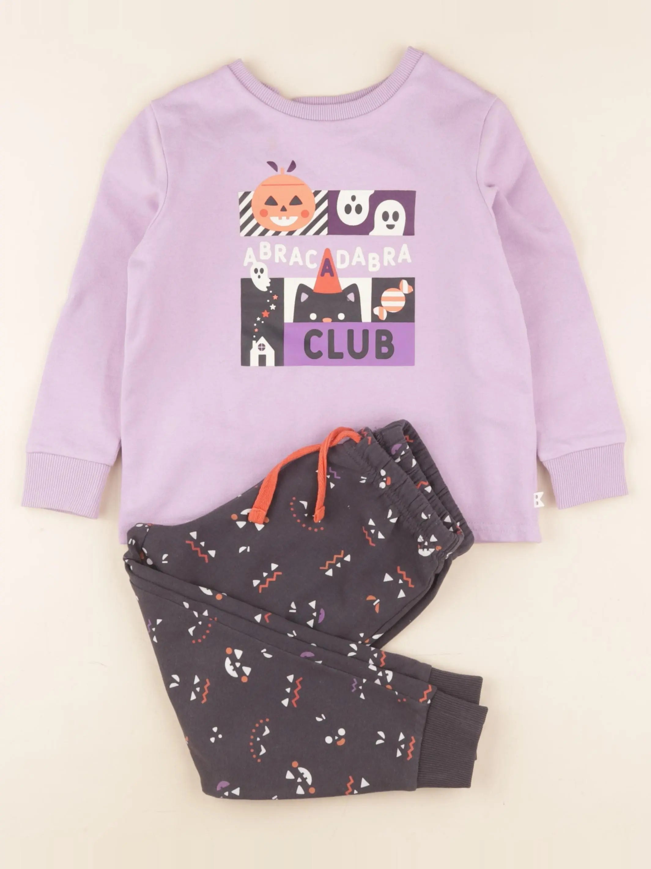 Okaidi - pyjama coton violet, gris - 4 ans