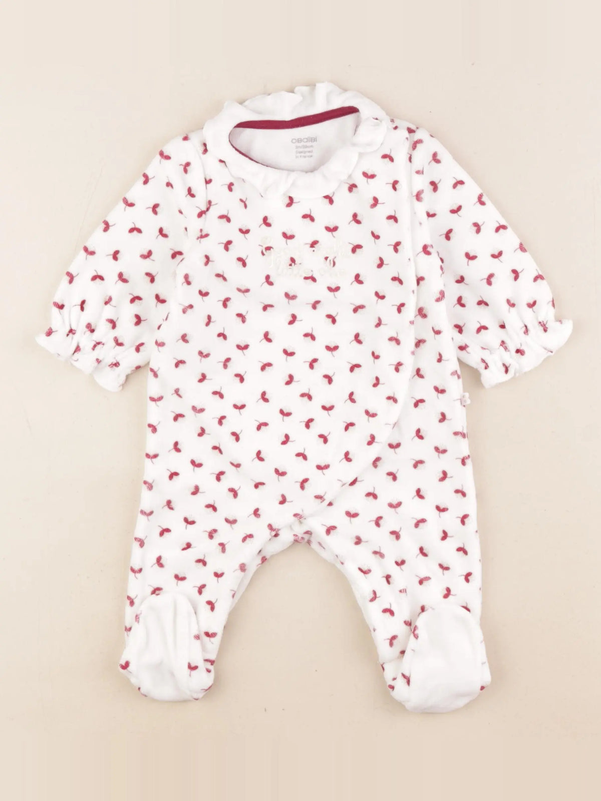 Obaïbi - pyjama velours blanc - 3 mois