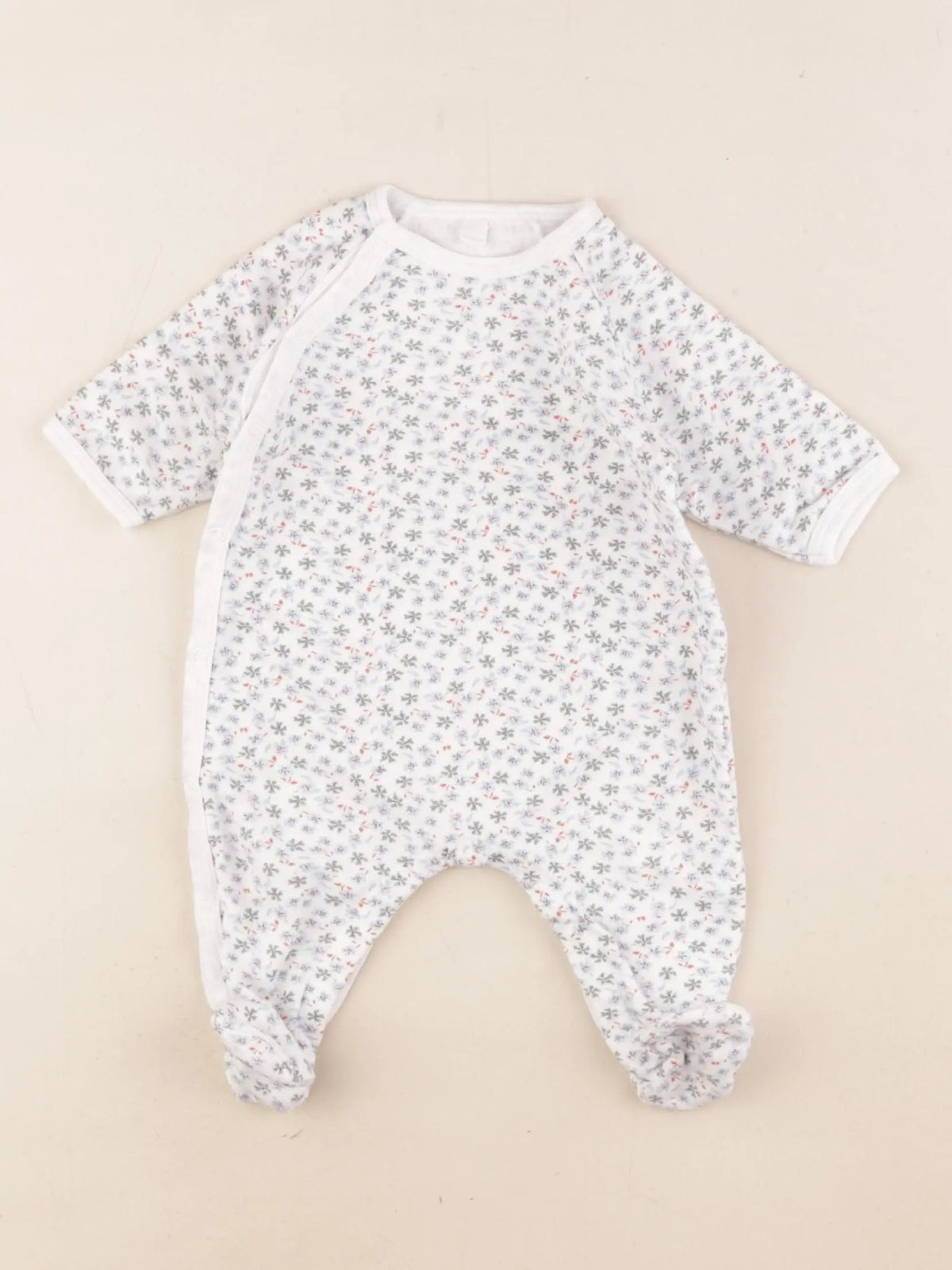 Petit Bateau - pyjama coton blanc - 1 mois