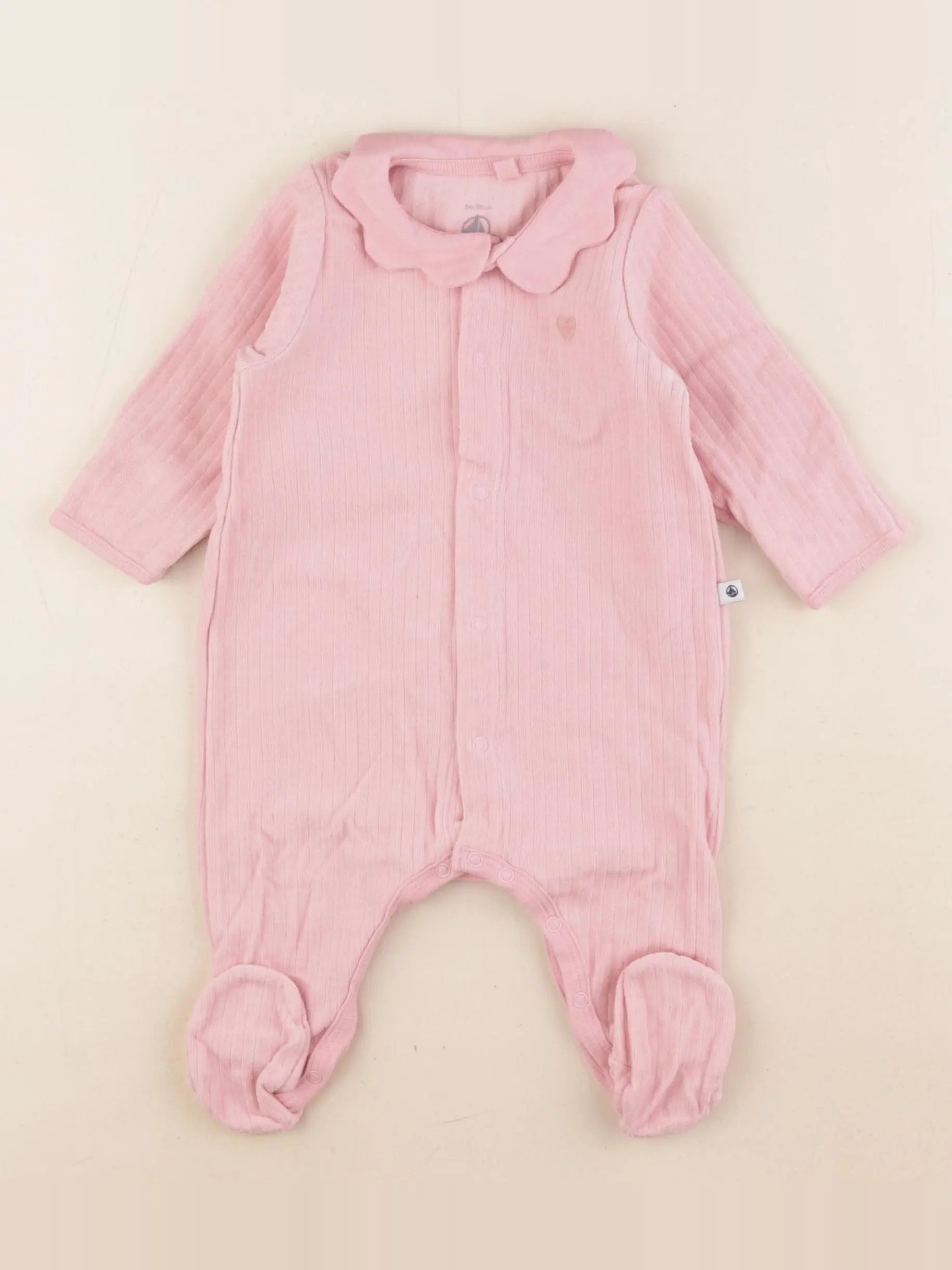 Petit Bateau - pyjama velours rose - 3 mois