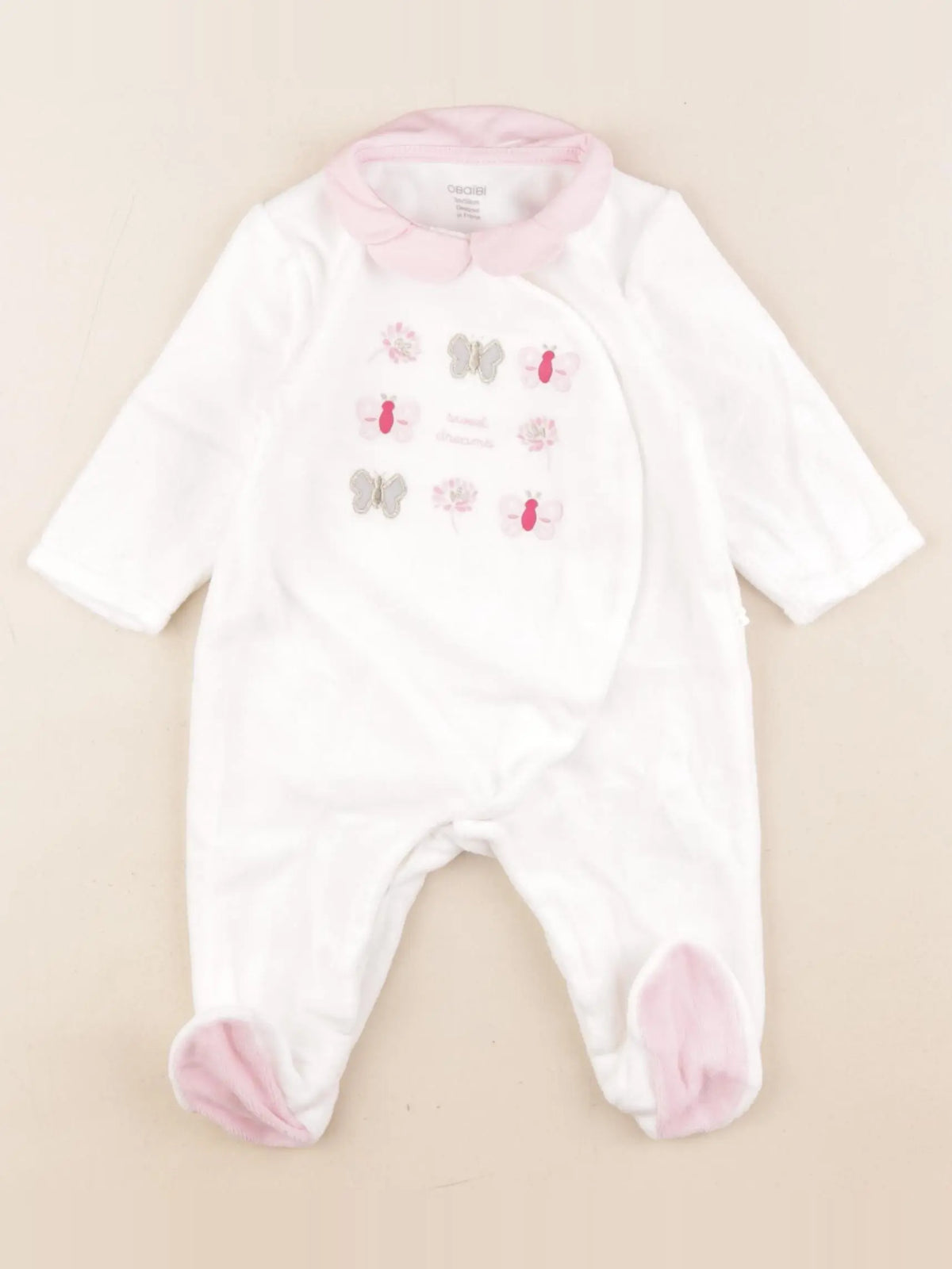 Obaïbi - pyjama velours blanc - 3 mois