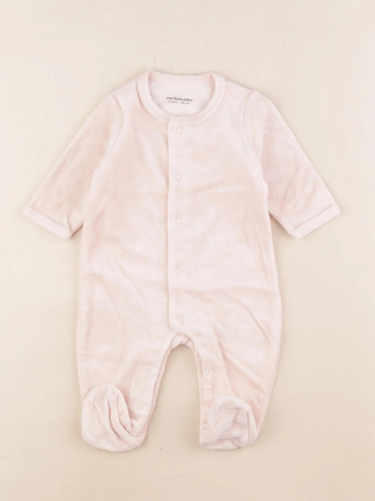 Vertbaudet - pyjama velours rose - 3 mois