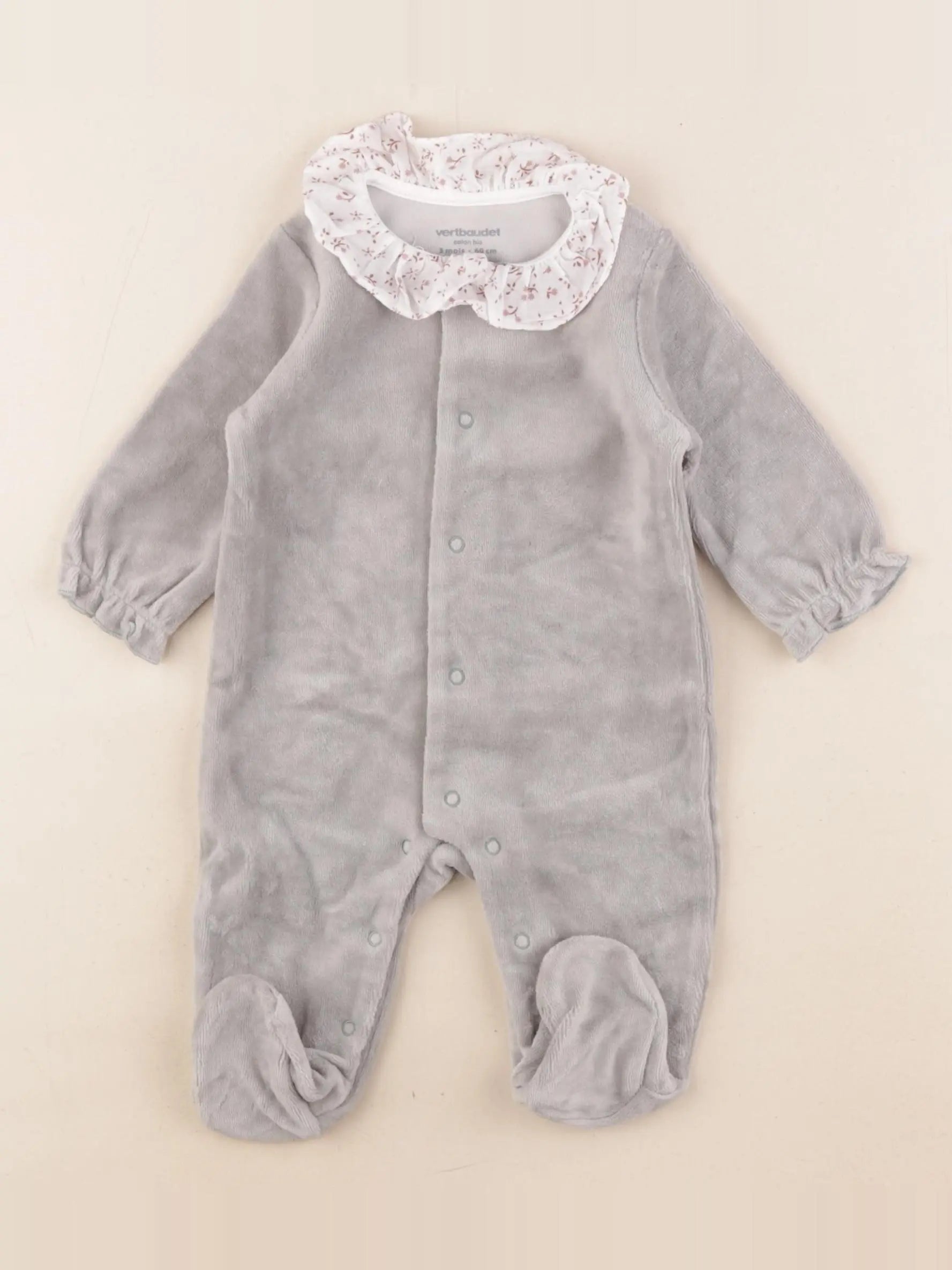 Vertbaudet - pyjama velours vert - 3 mois