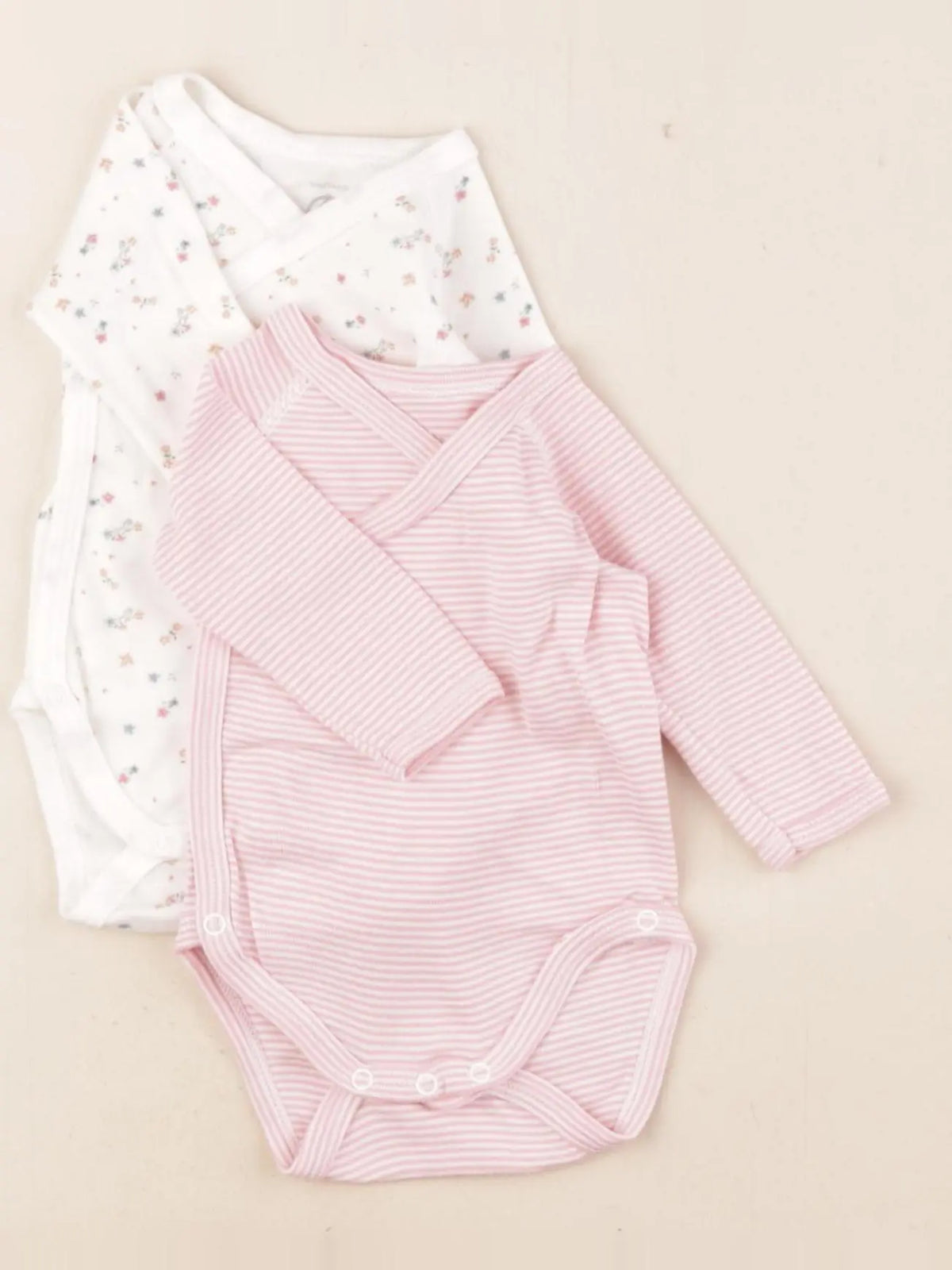 Petit Bateau - lot de 2 bodies en coton blanc, rose - 1 mois