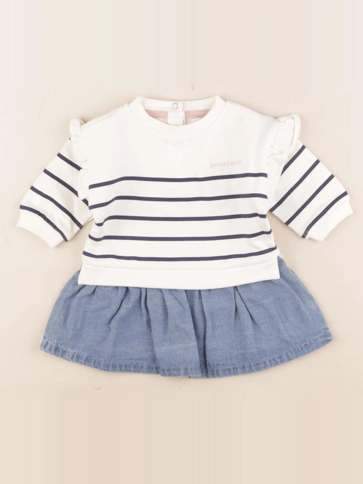 Vertbaudet - robe blanc, bleu - 3 mois