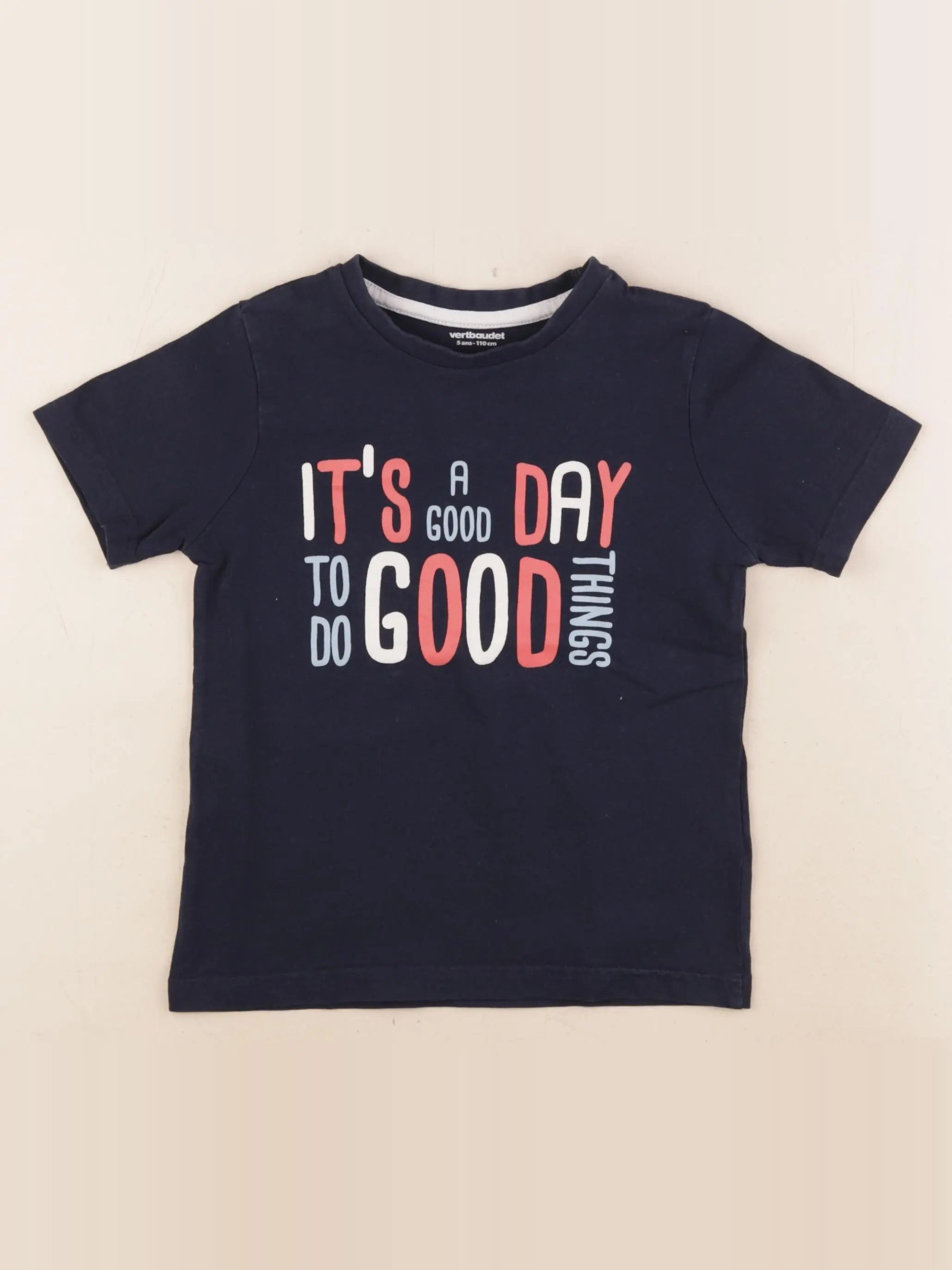 Vertbaudet - tee-shirt bleu - 5 ans