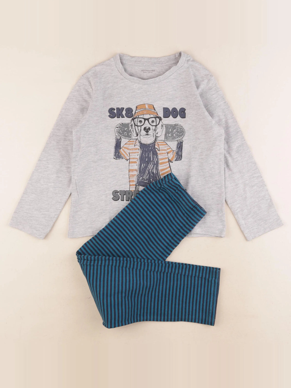 Vertbaudet - pyjama coton gris, bleu - 6 ans
