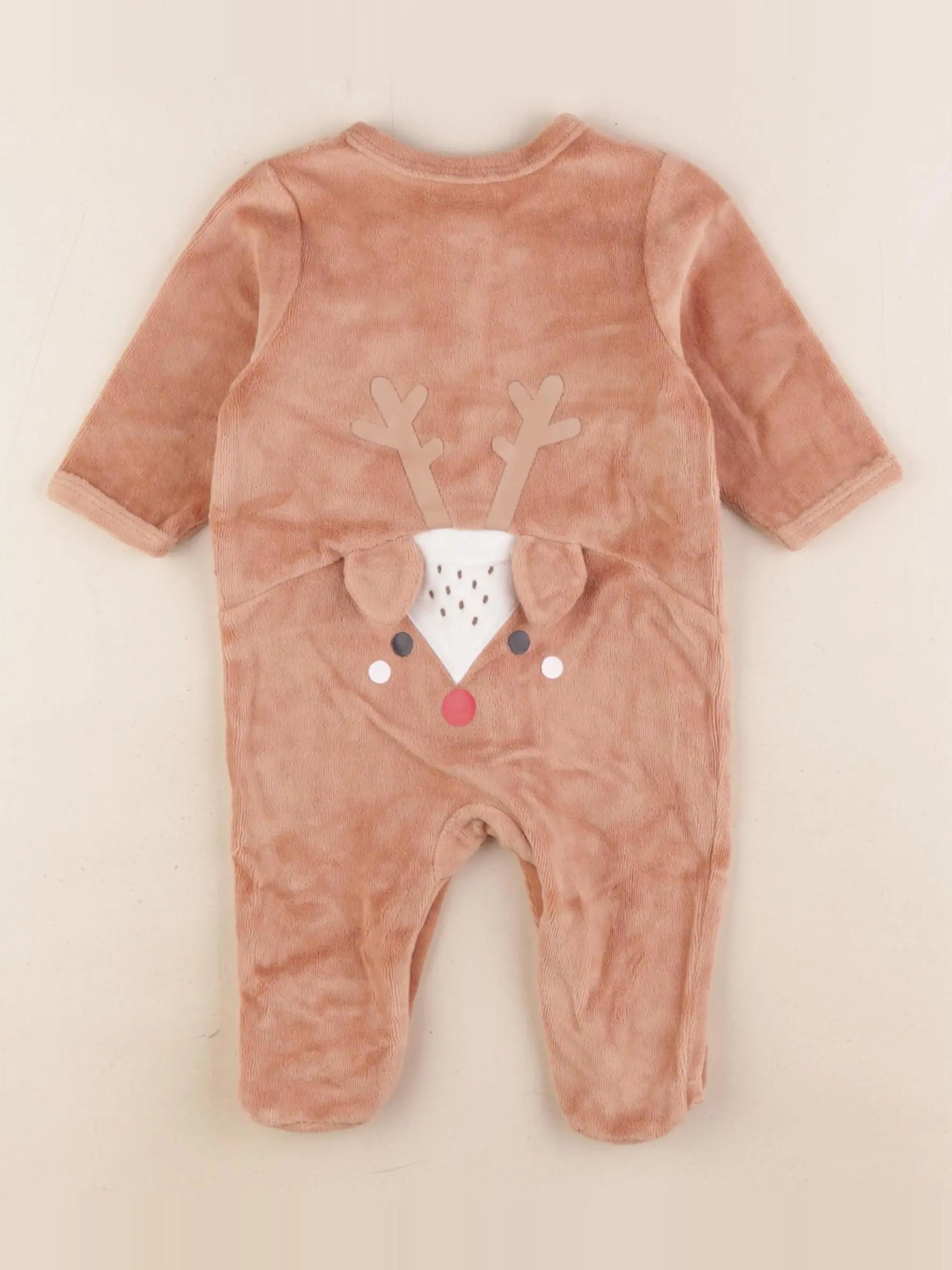Vertbaudet - pyjama velours marron - 3 mois