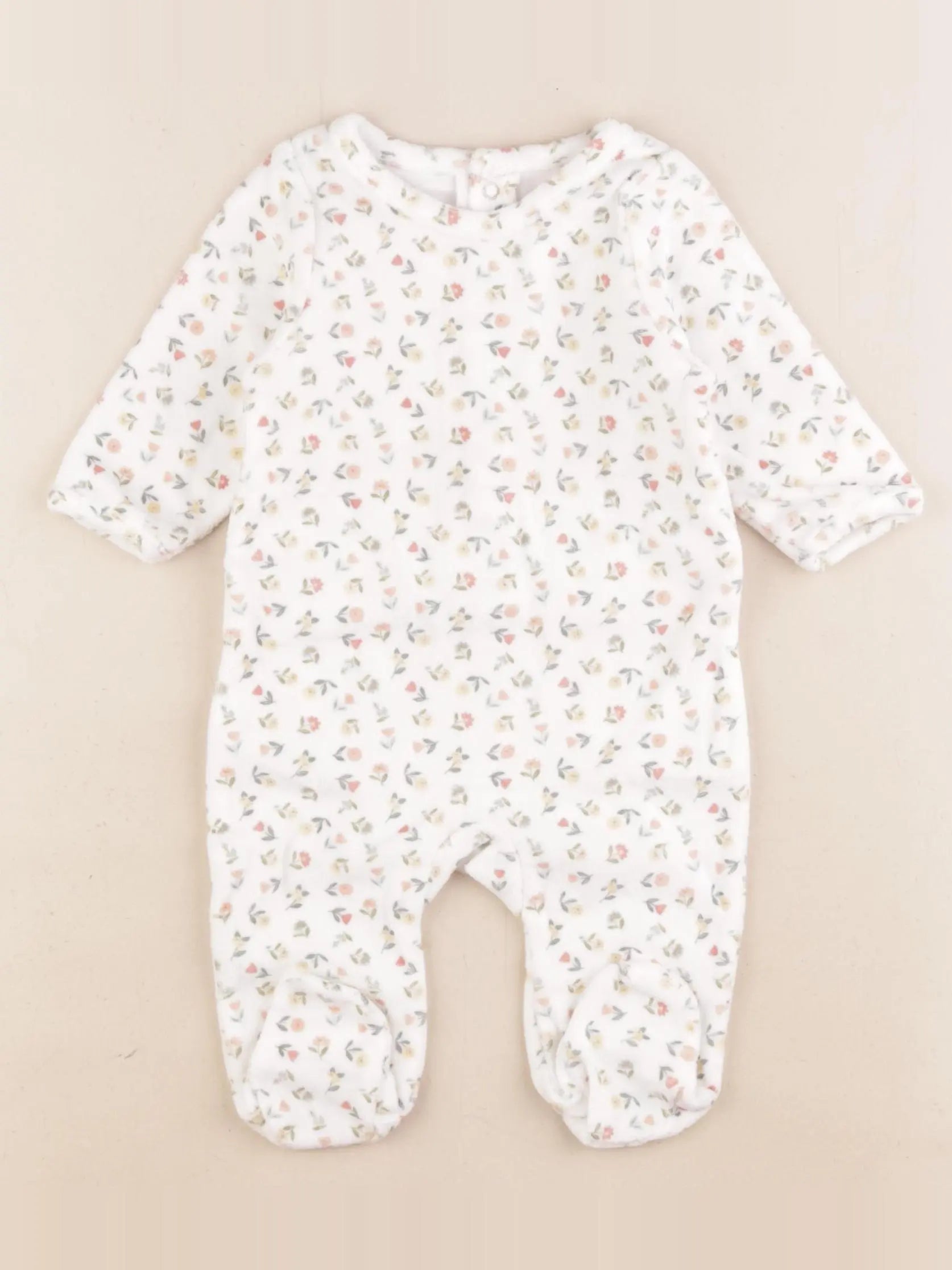 Bouchara - pyjama velours blanc - 1 mois