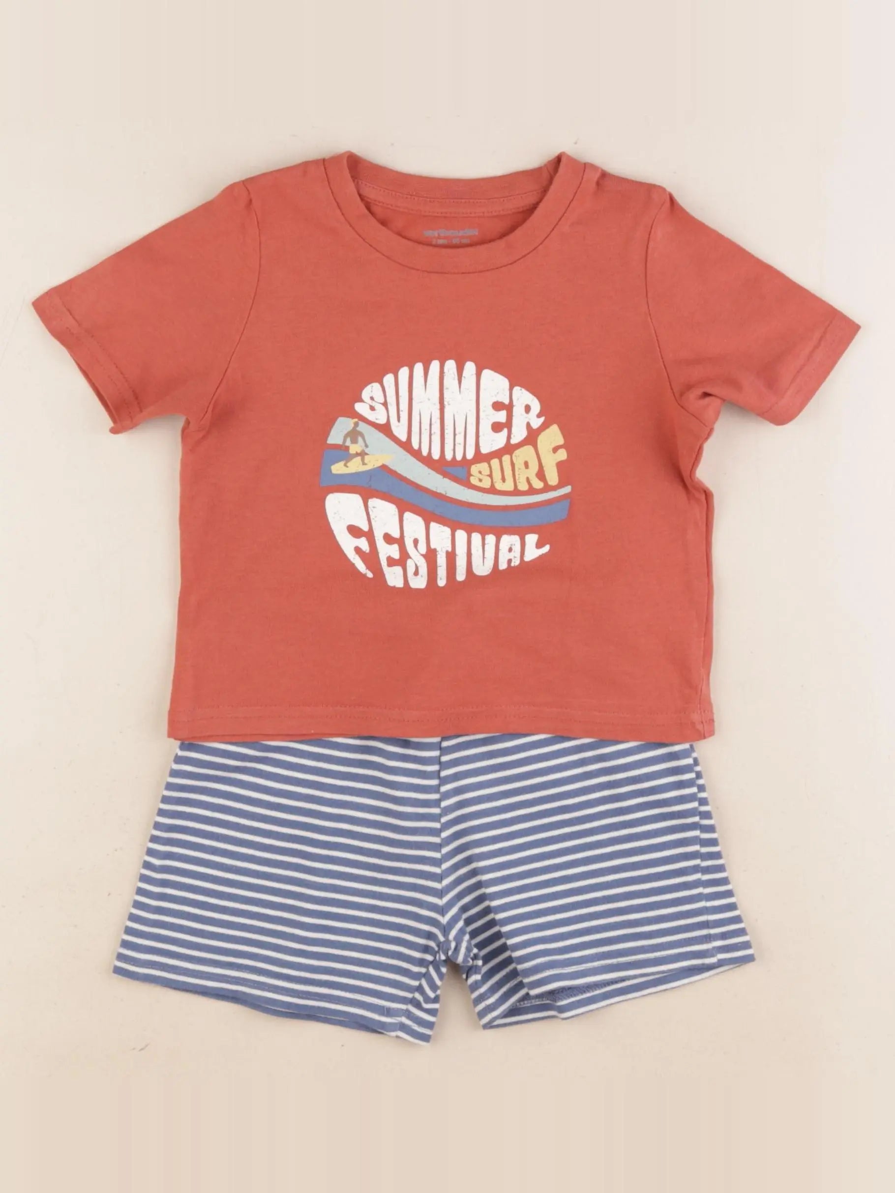 Vertbaudet - pyjama coton bleu, rouge - 2 ans