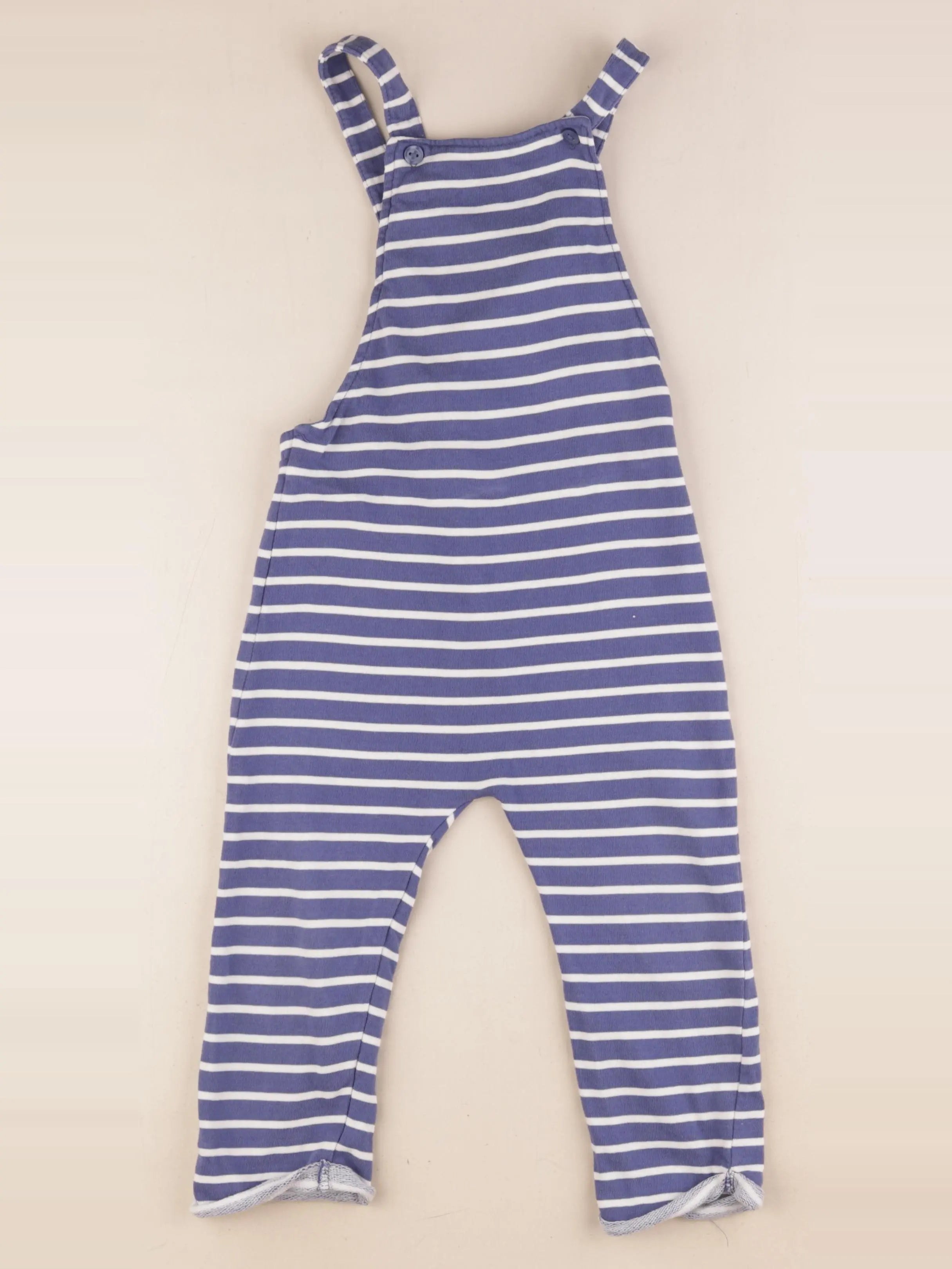 H&M - salopette bleu, blanc - 2/3 ans