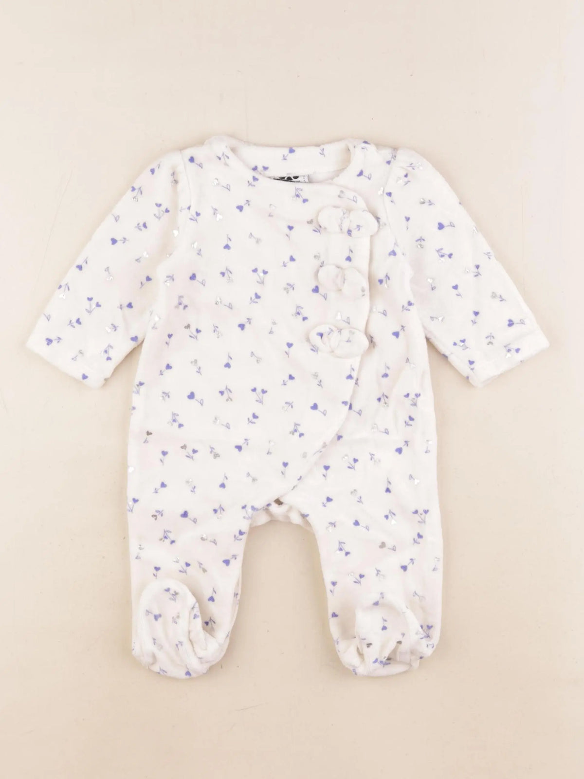 Tape à l'oeil - pyjama velours beige, bleu - 3 mois