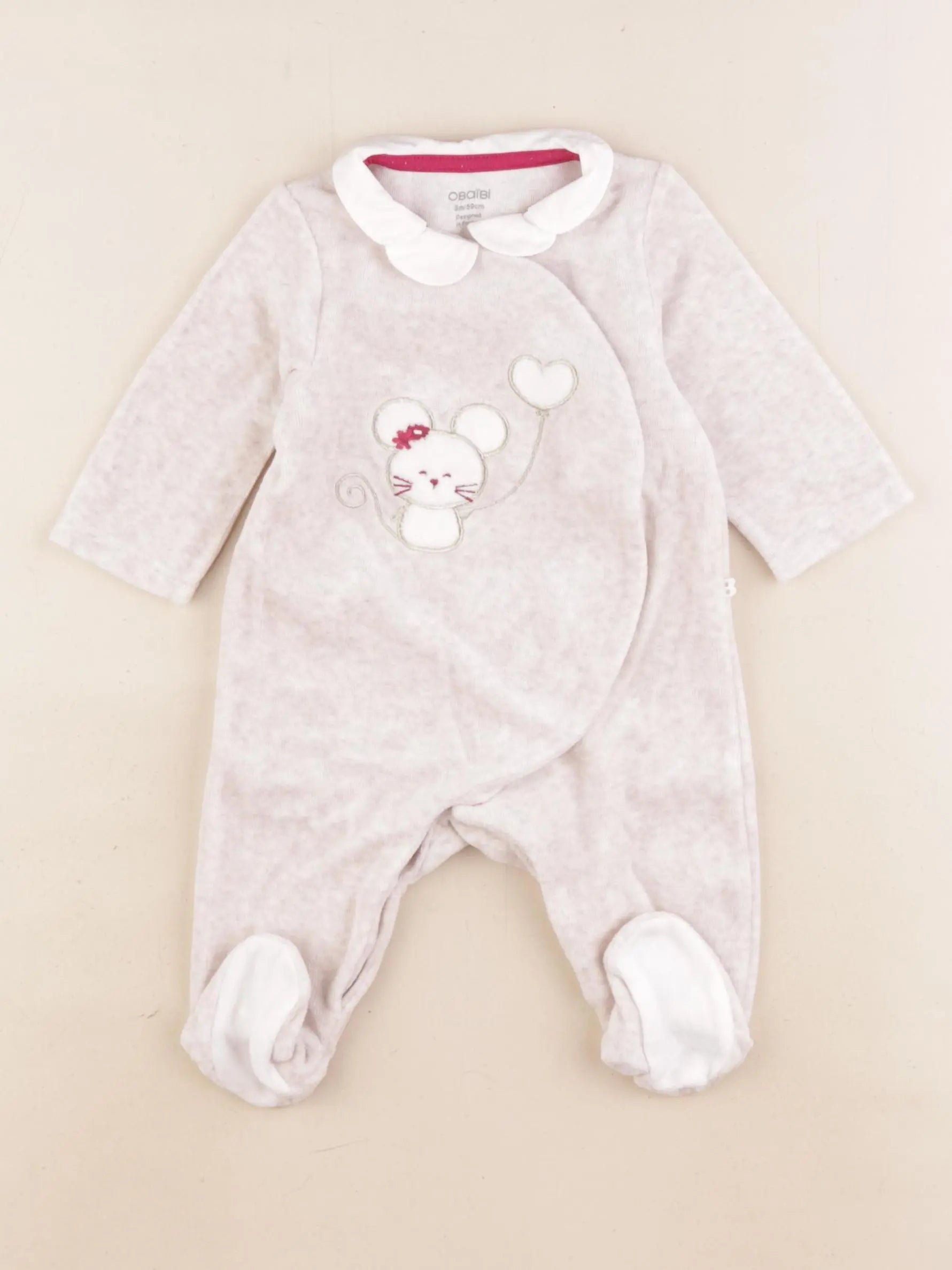 Obaïbi - pyjama velours marron - 3 mois