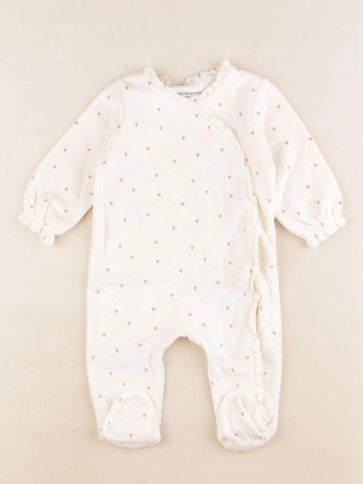 Vertbaudet - pyjama velours beige - 3 mois