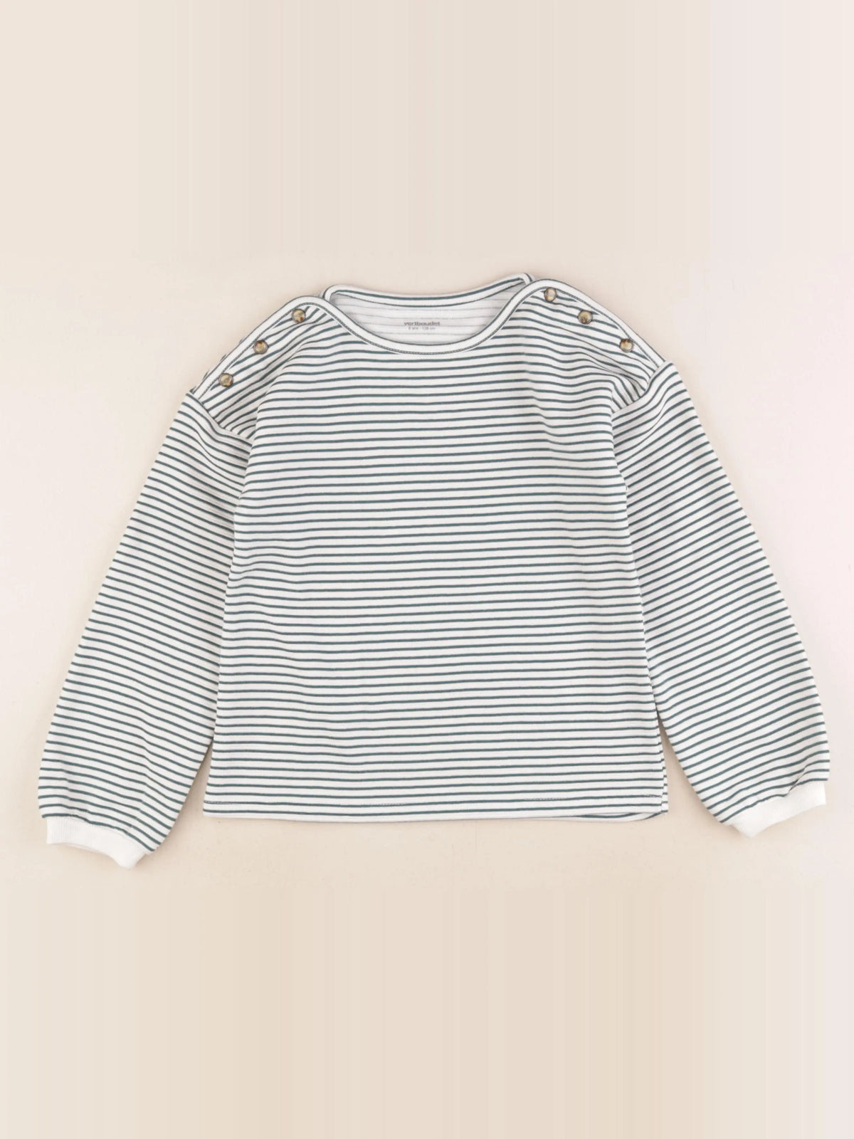 Vertbaudet - sweat blanc, vert - 8 ans