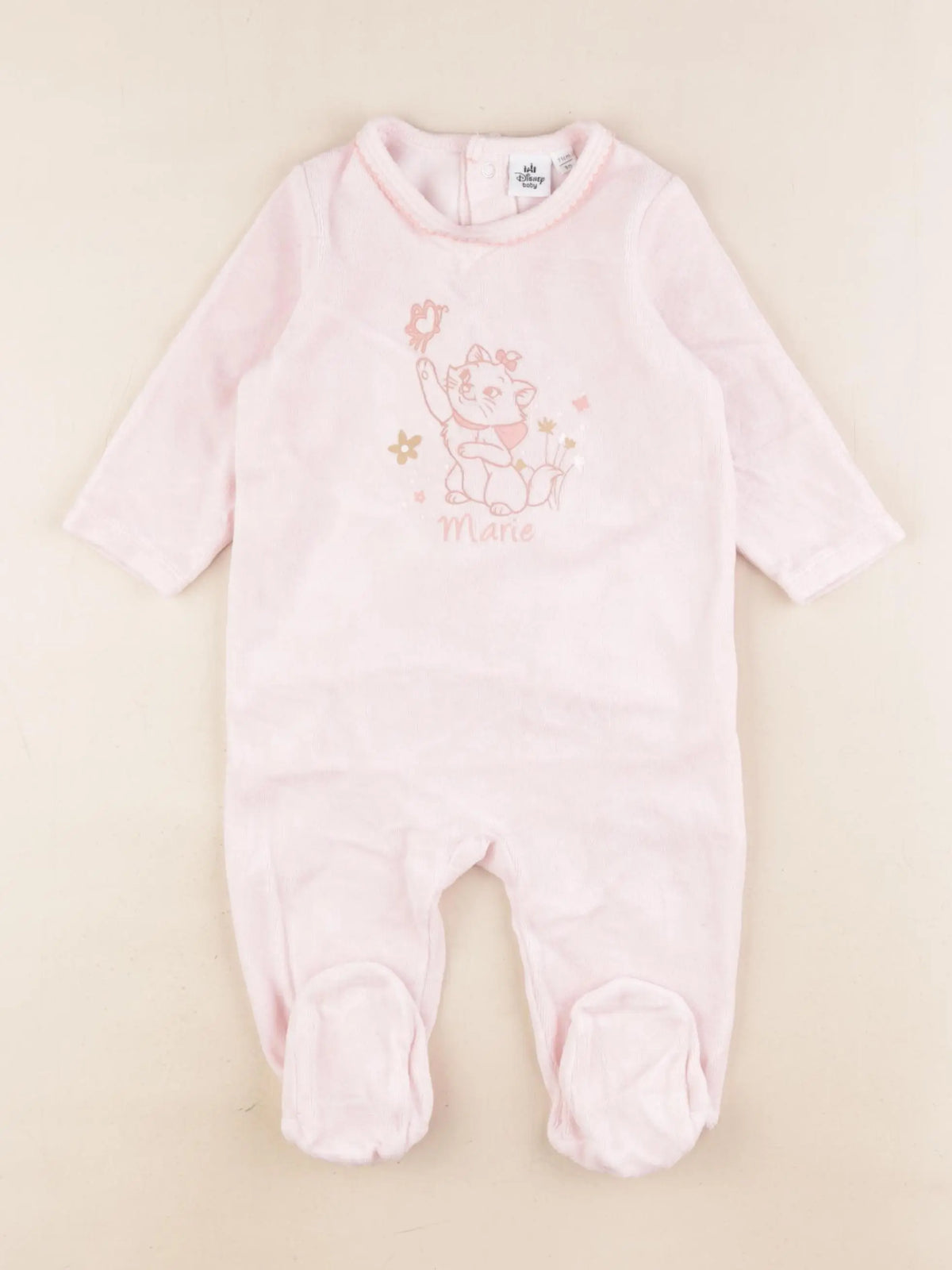 Vertbaudet - pyjama velours rose - 9 mois