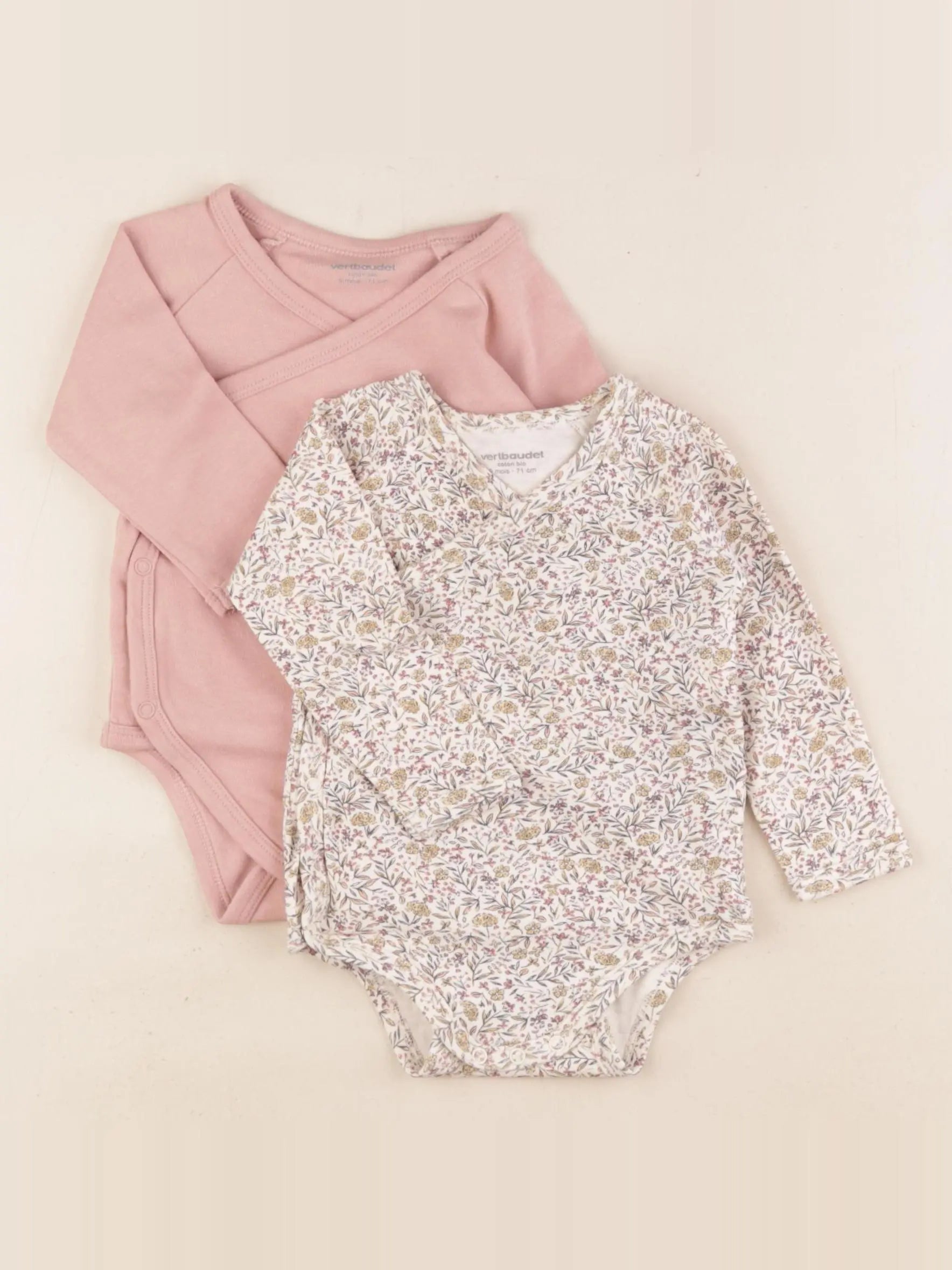 Vertbaudet - lot de 2 bodies en coton multicolore - 9 mois
