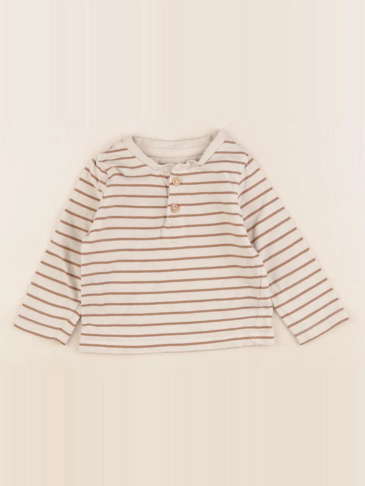 Vertbaudet - tee-shirt beige, marron - 6 mois