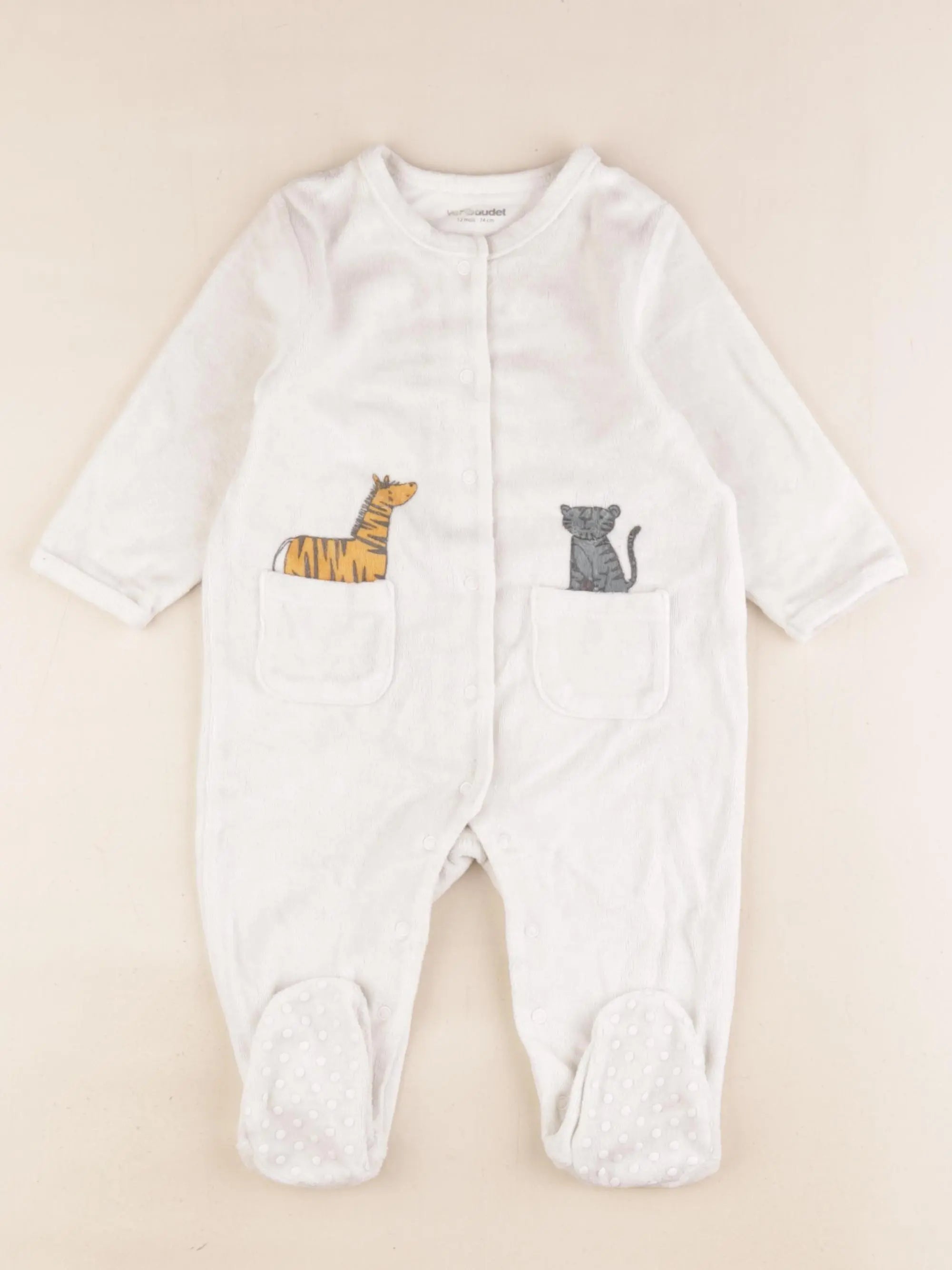 Vertbaudet - pyjama velours blanc - 12 mois