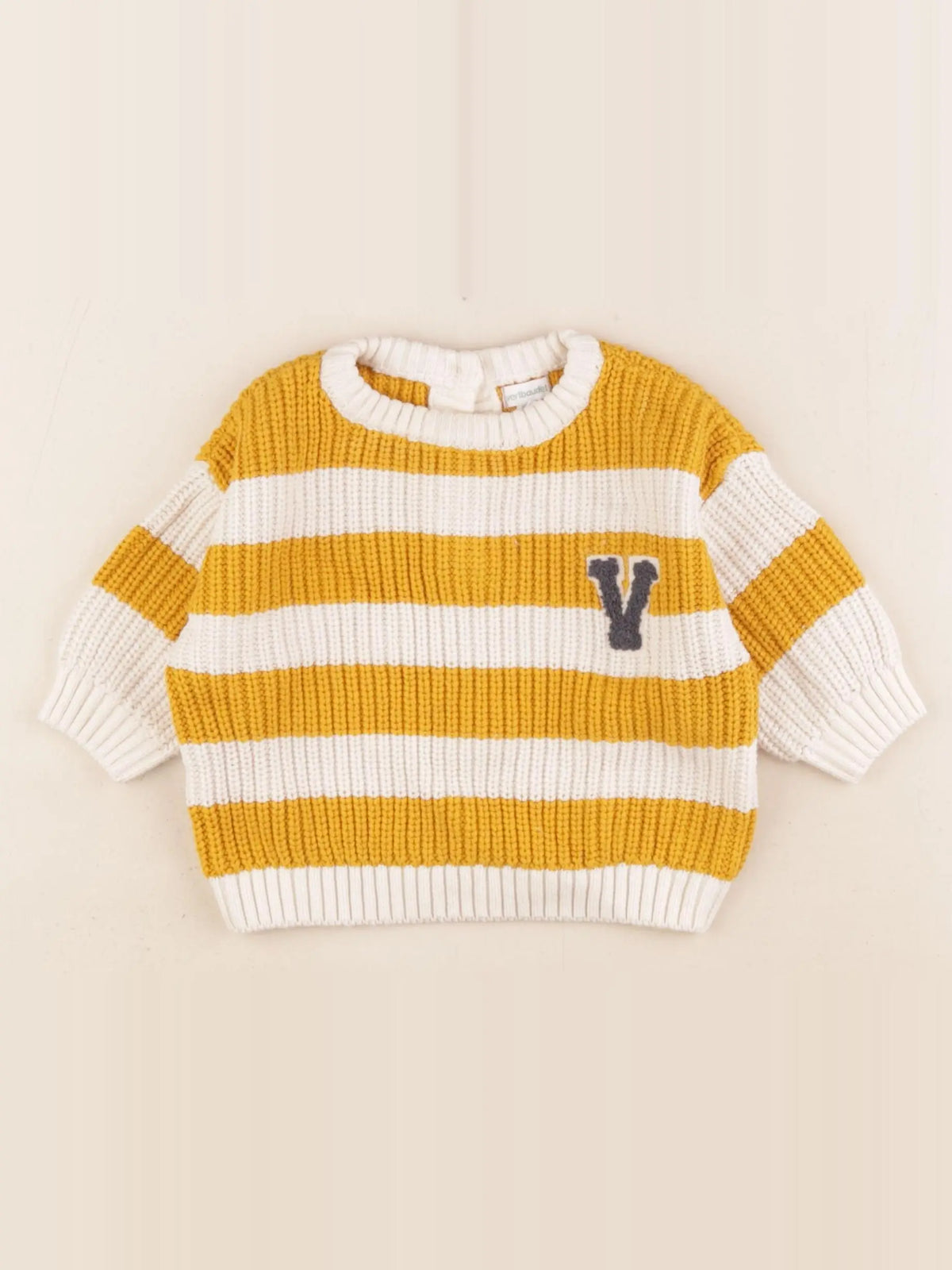 Vertbaudet - pull blanc, jaune - 6 mois