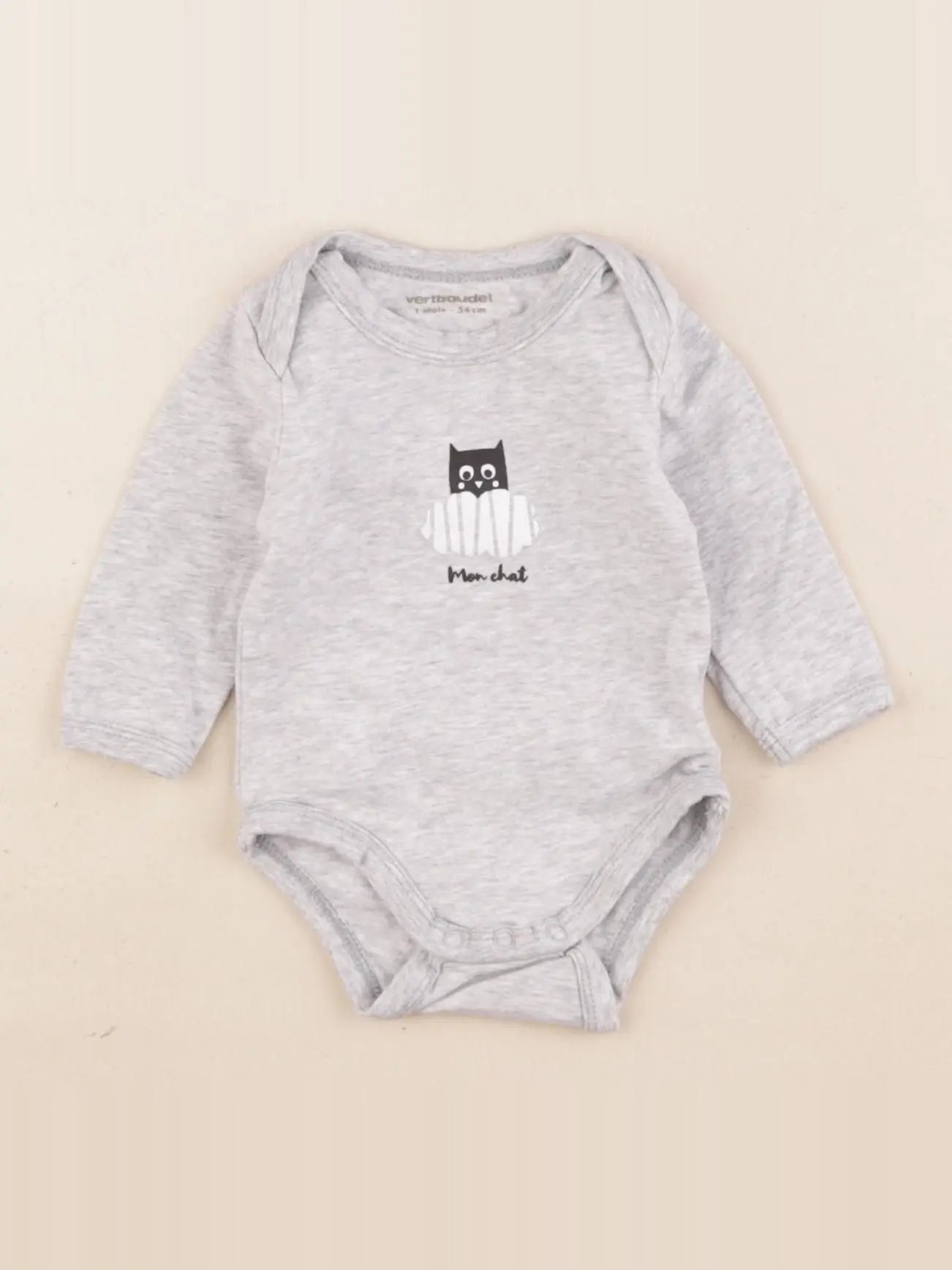 Vertbaudet - body gris - 1 mois