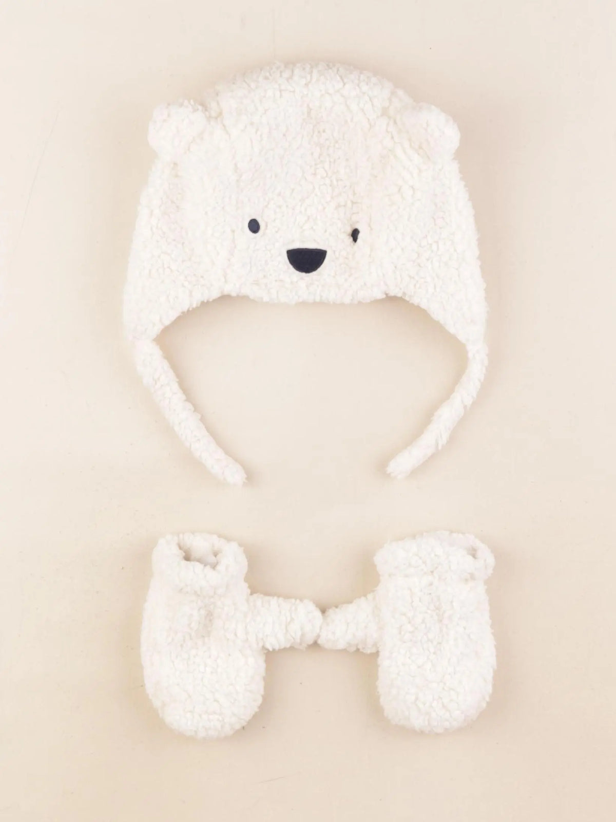 Vertbaudet - ensemble bonnet/moufles beige - 24/36 mois
