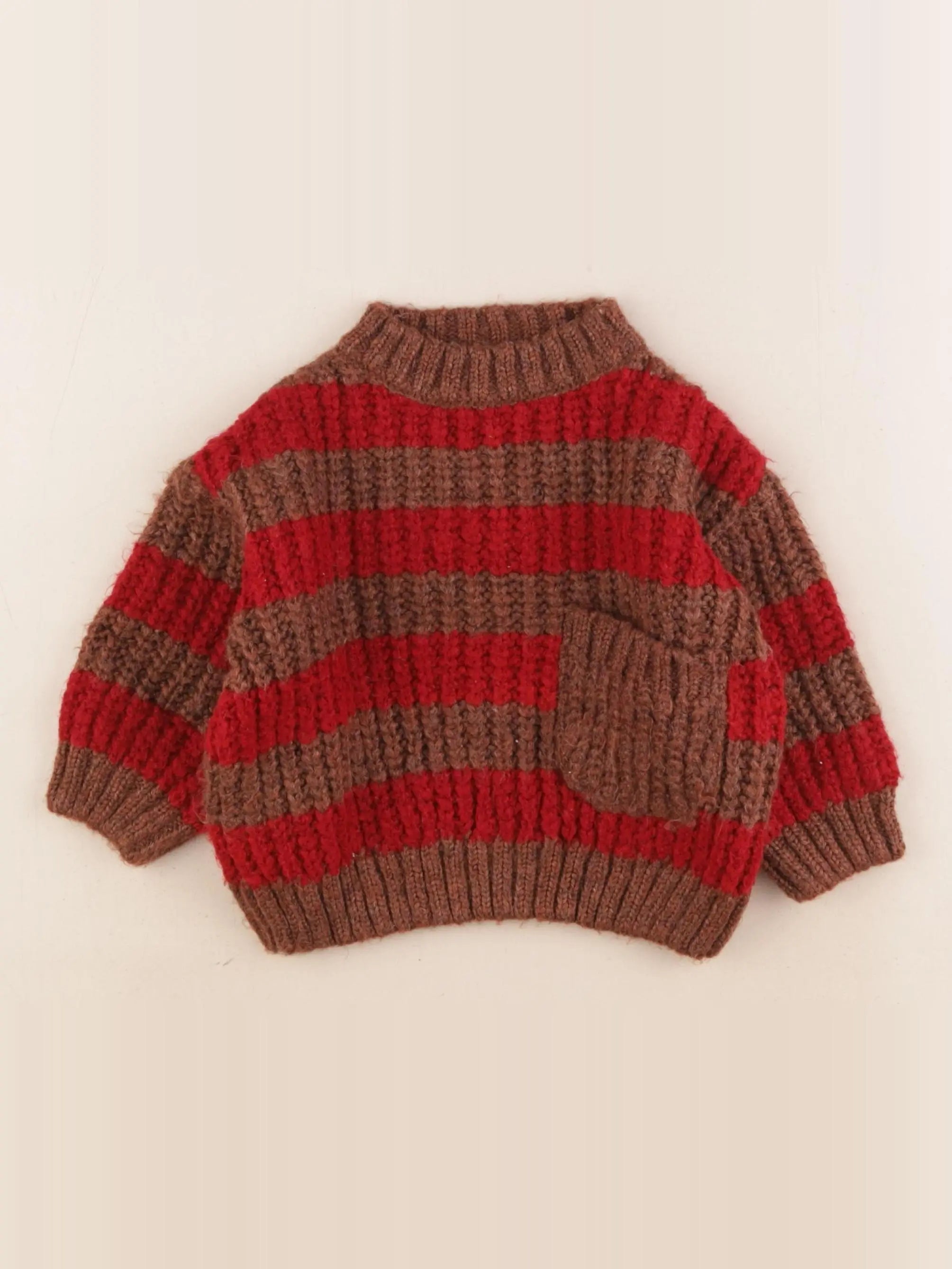 Zara - pull marron, rouge - 9/12 mois