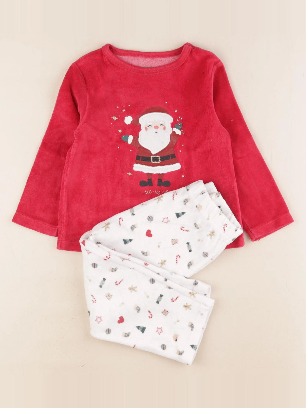 Vertbaudet - pyjama velours rouge - 3 ans