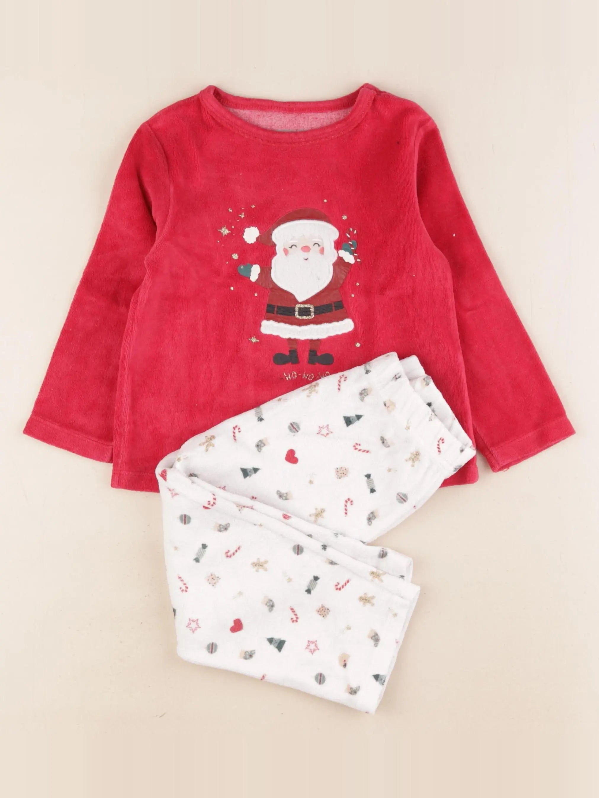 Vertbaudet - pyjama velours rouge - 3 ans