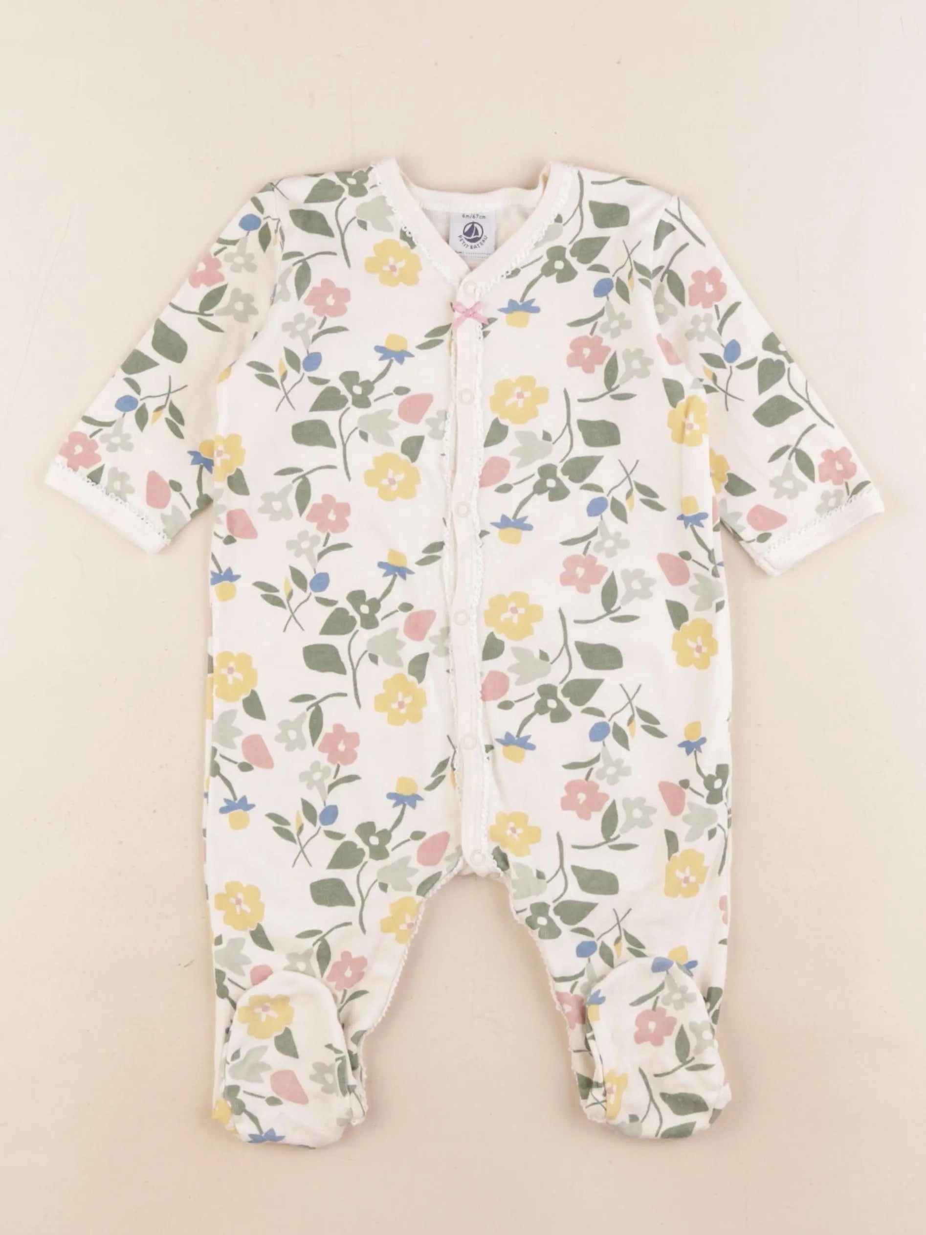Petit Bateau - pyjama coton beige - 6 mois