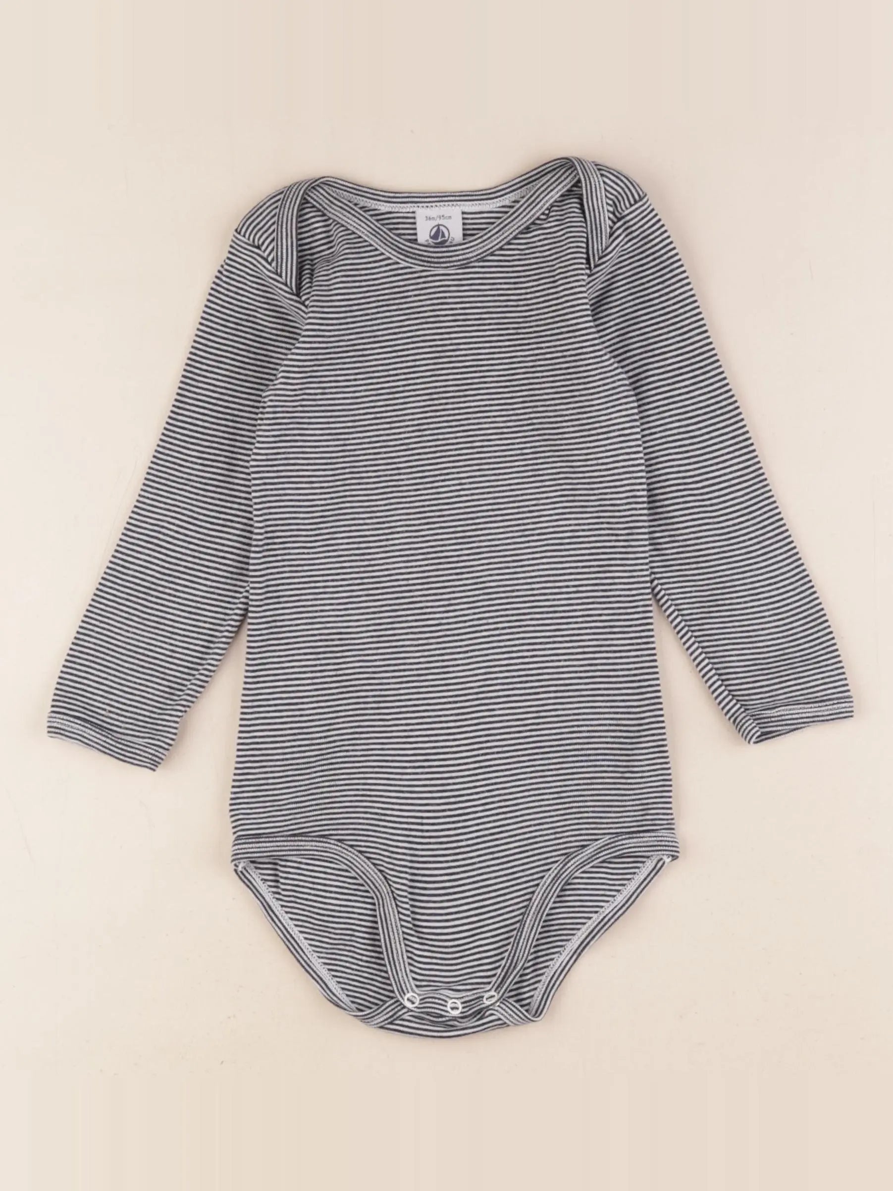 Petit Bateau - body blanc, bleu - 36 mois