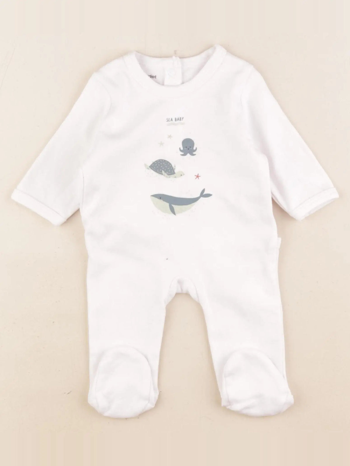 Vertbaudet - pyjama coton blanc - 1 mois