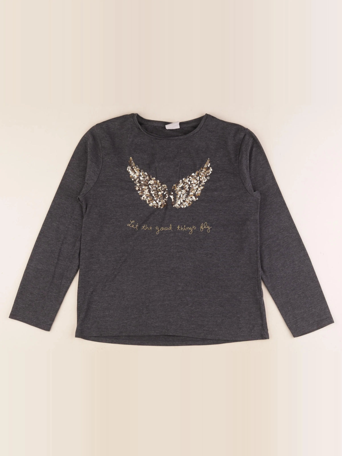 Zara - tee-shirt gris, or - 11/12 ans
