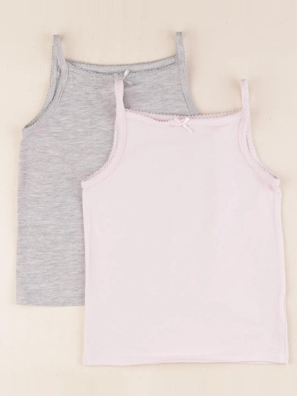 H&M - lot de 2 maillots de corps gris, rose - 2/4 ans