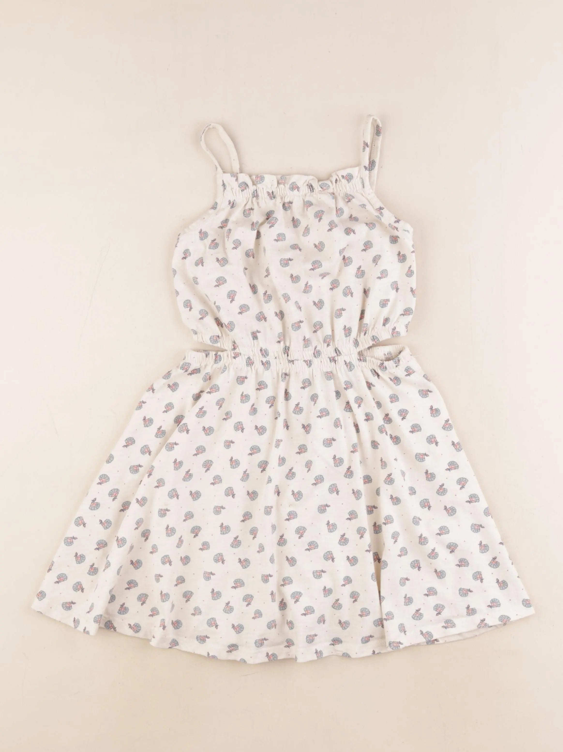 Vertbaudet - robe beige, bleu - 6 ans