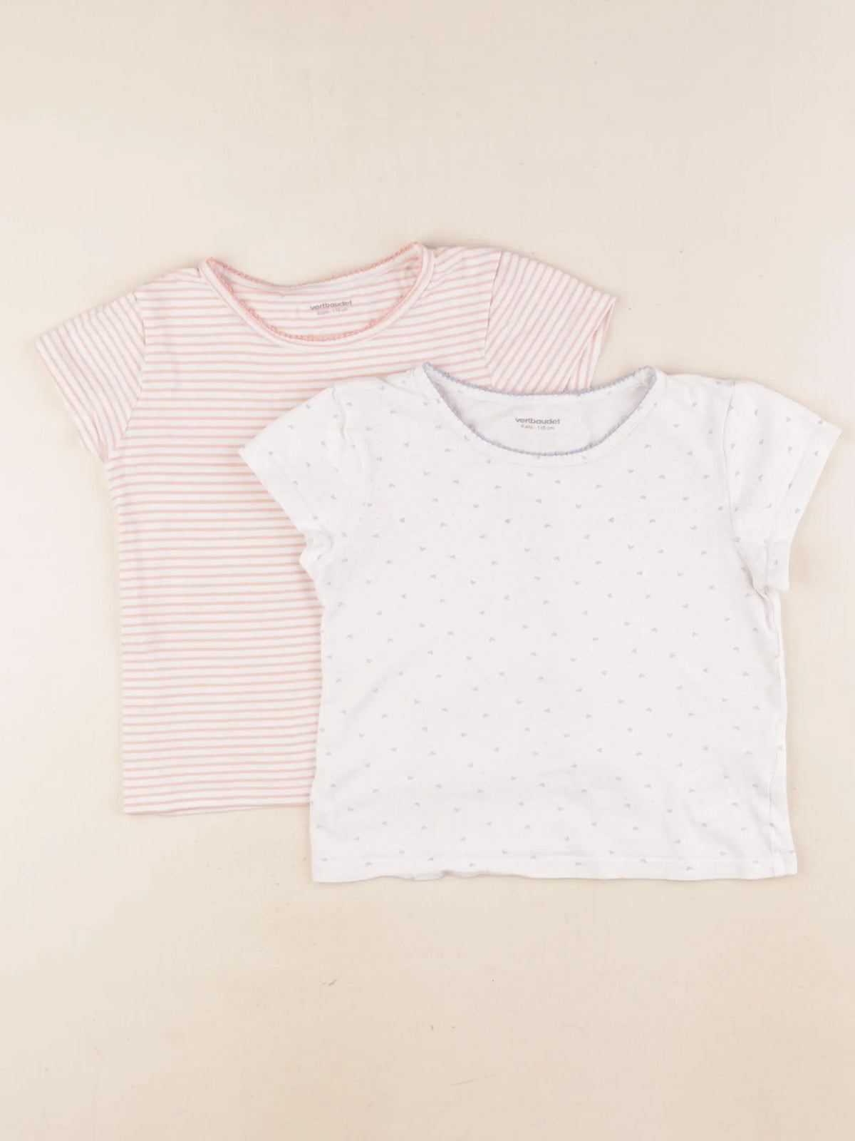 Vertbaudet - lot de 2 maillots de corps rose, blanc - 6 ans