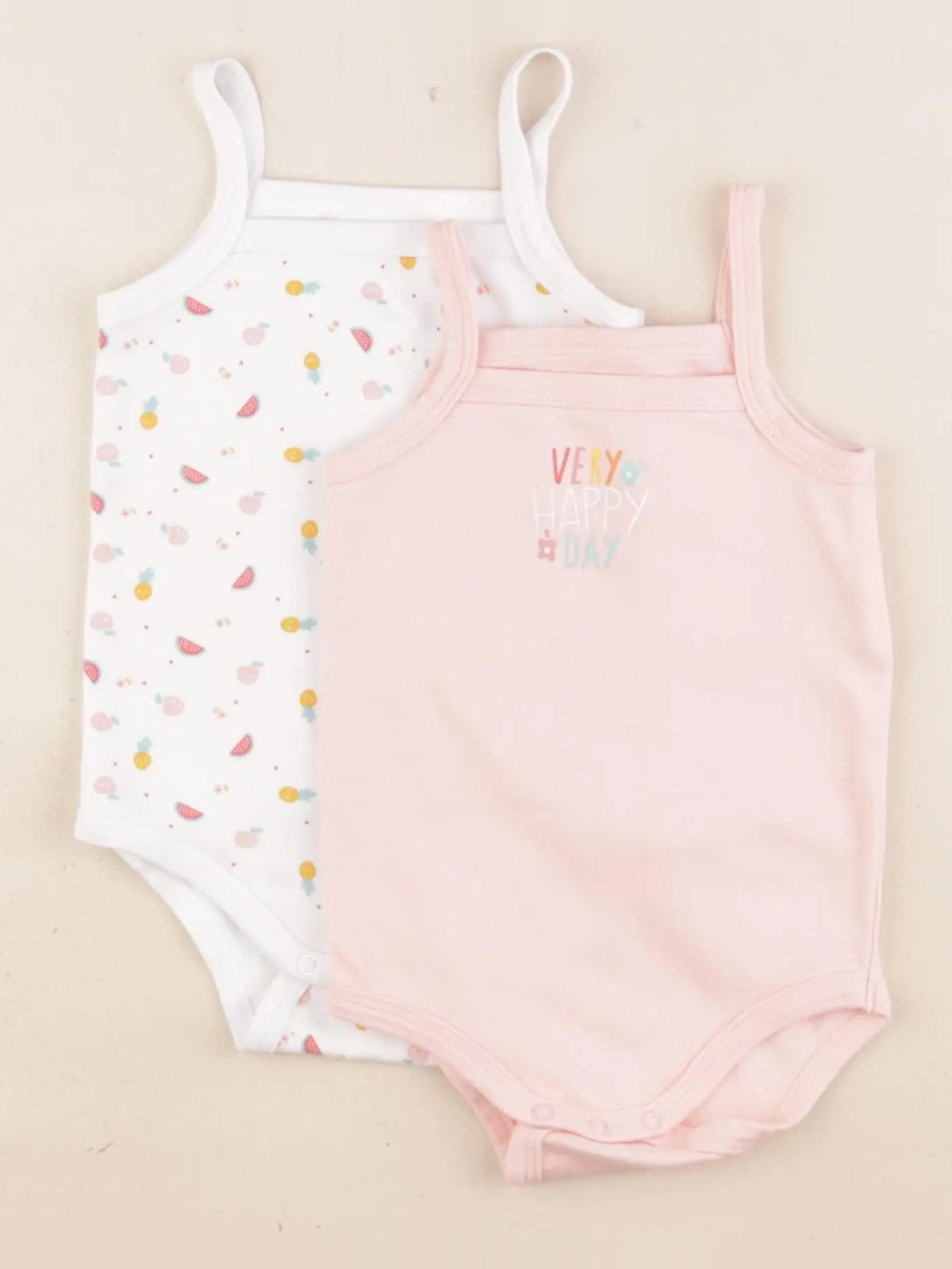 Vertbaudet - lot de 2 bodies en coton blanc, rose - 12 mois